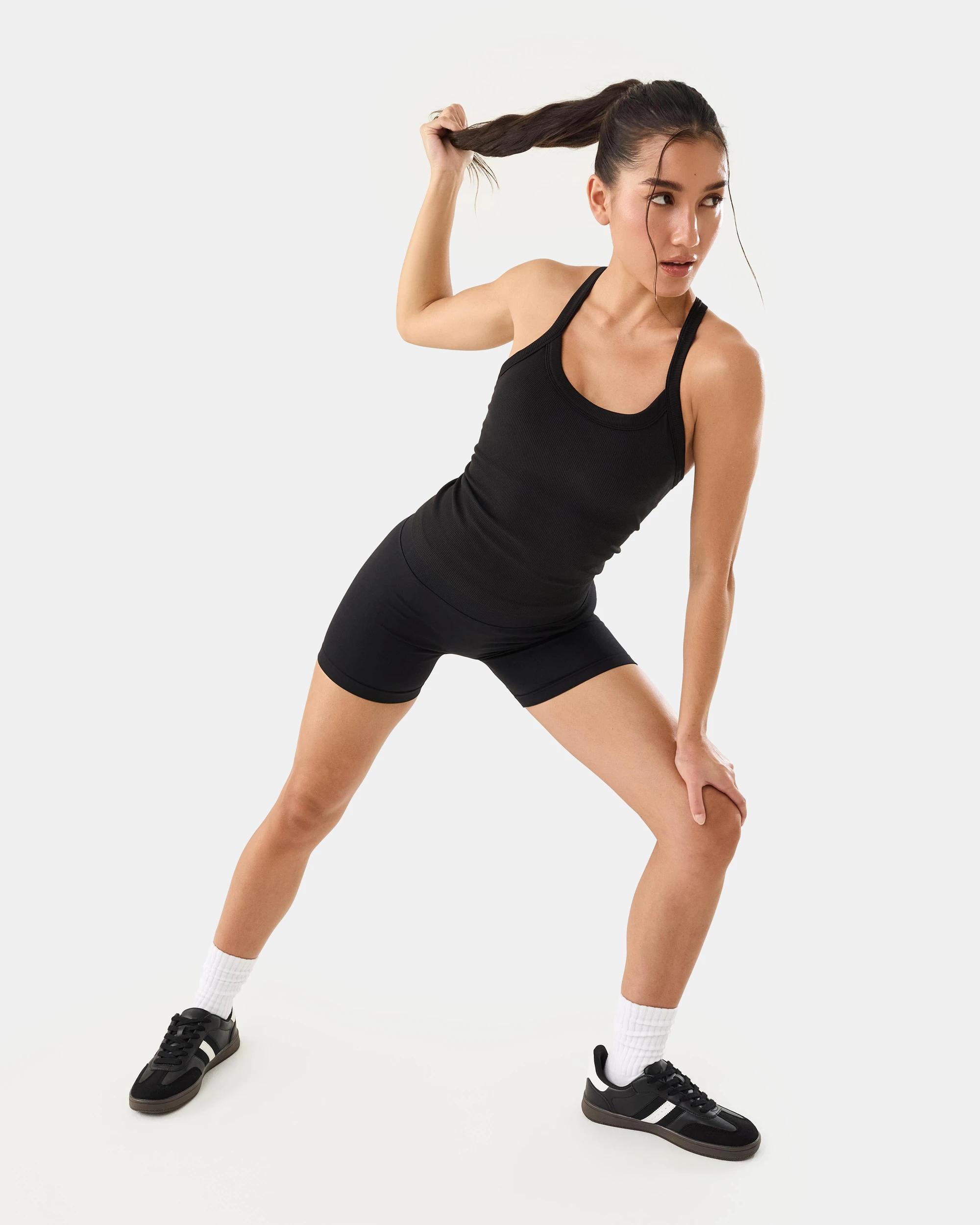 3 Active Womens Ribbed Tank Top Black, 3 of 8