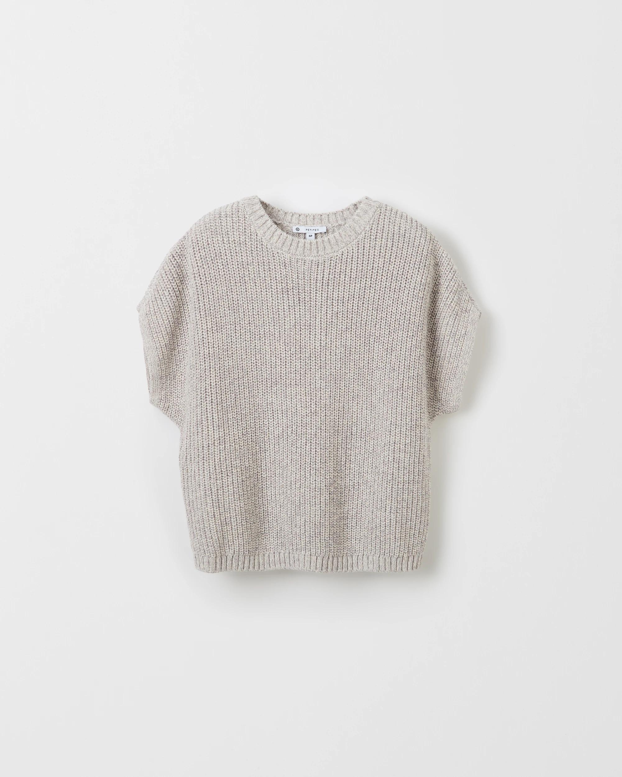 9 Target Petites Australian Cotton Short Sleeve Twist Knit Top PUMICE, 9 of 10