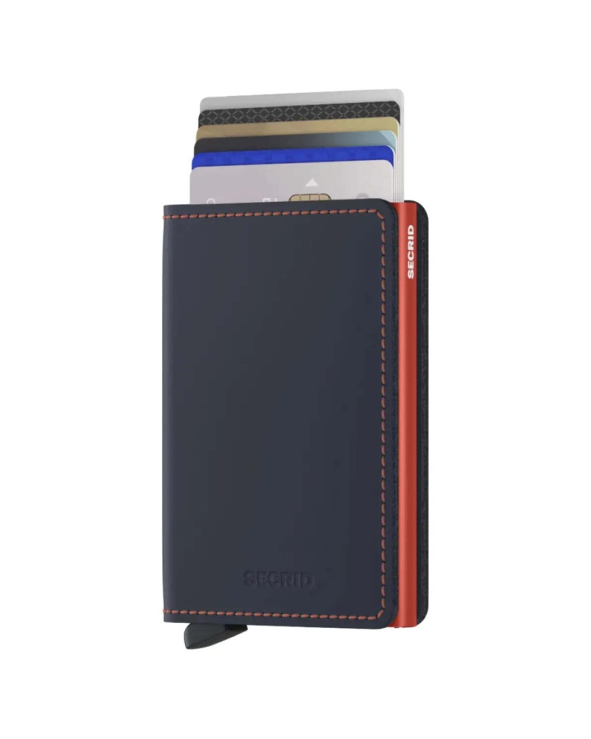 2 Secrid Slimwallet Compact RFID Slim Matte Leather Card Wallet RFID Secure Night - Orange, 2 of 5