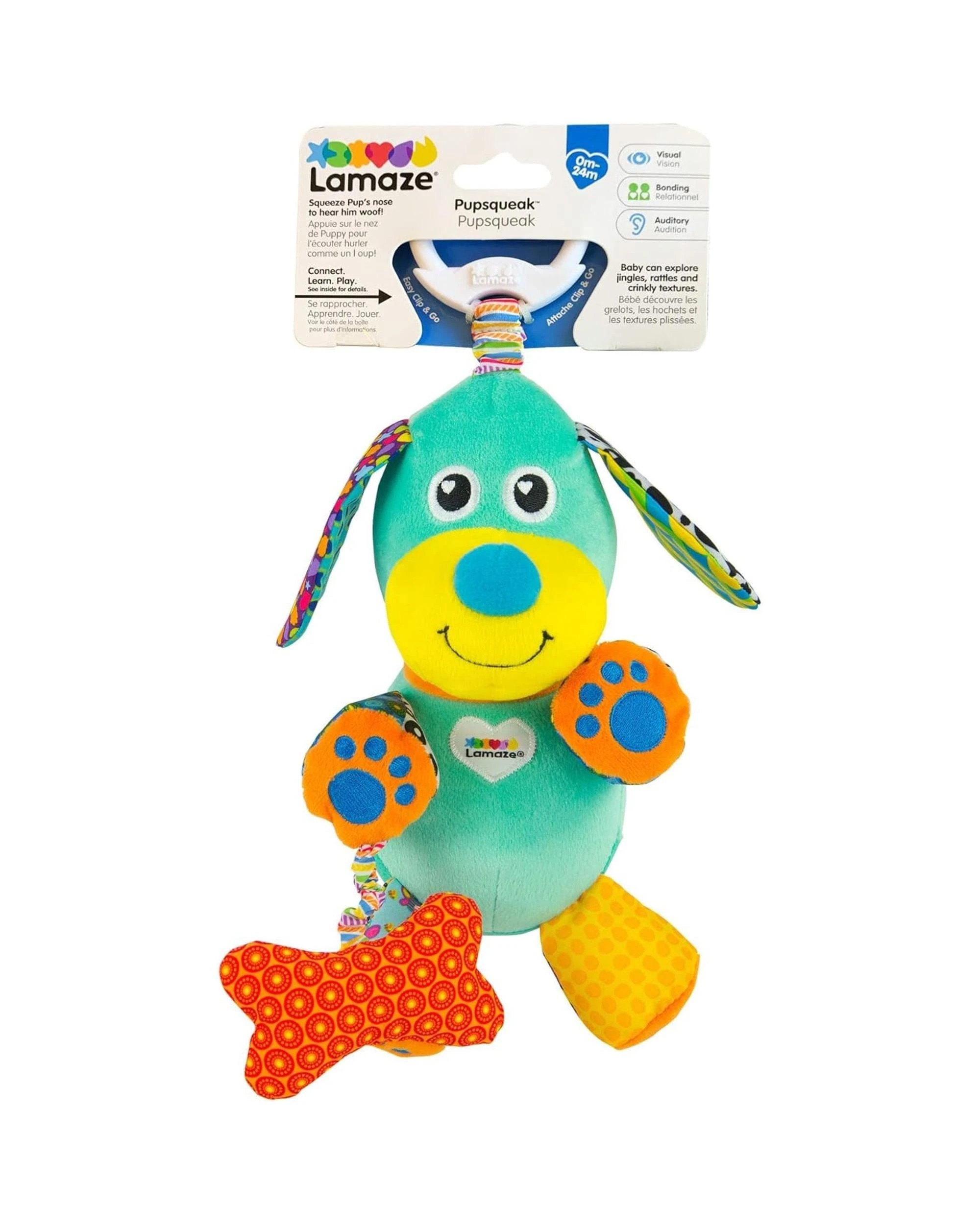 1 Lamaze Clip and Go Pupsqueak Plush, 1 of 4