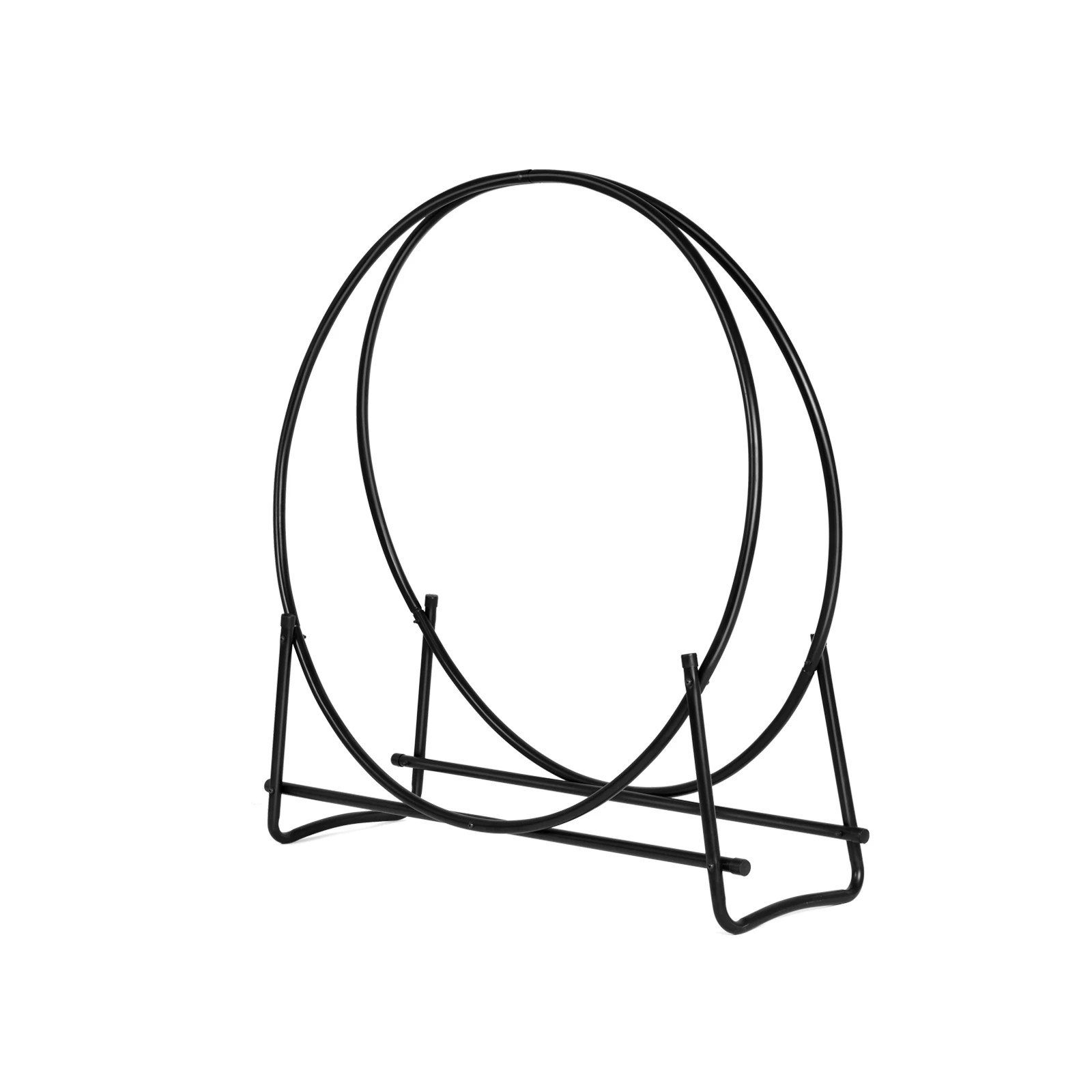 1 Costway 102cm Firewood Storage Rack Log Hoop Stand Fireplace - Black, 1 of 1