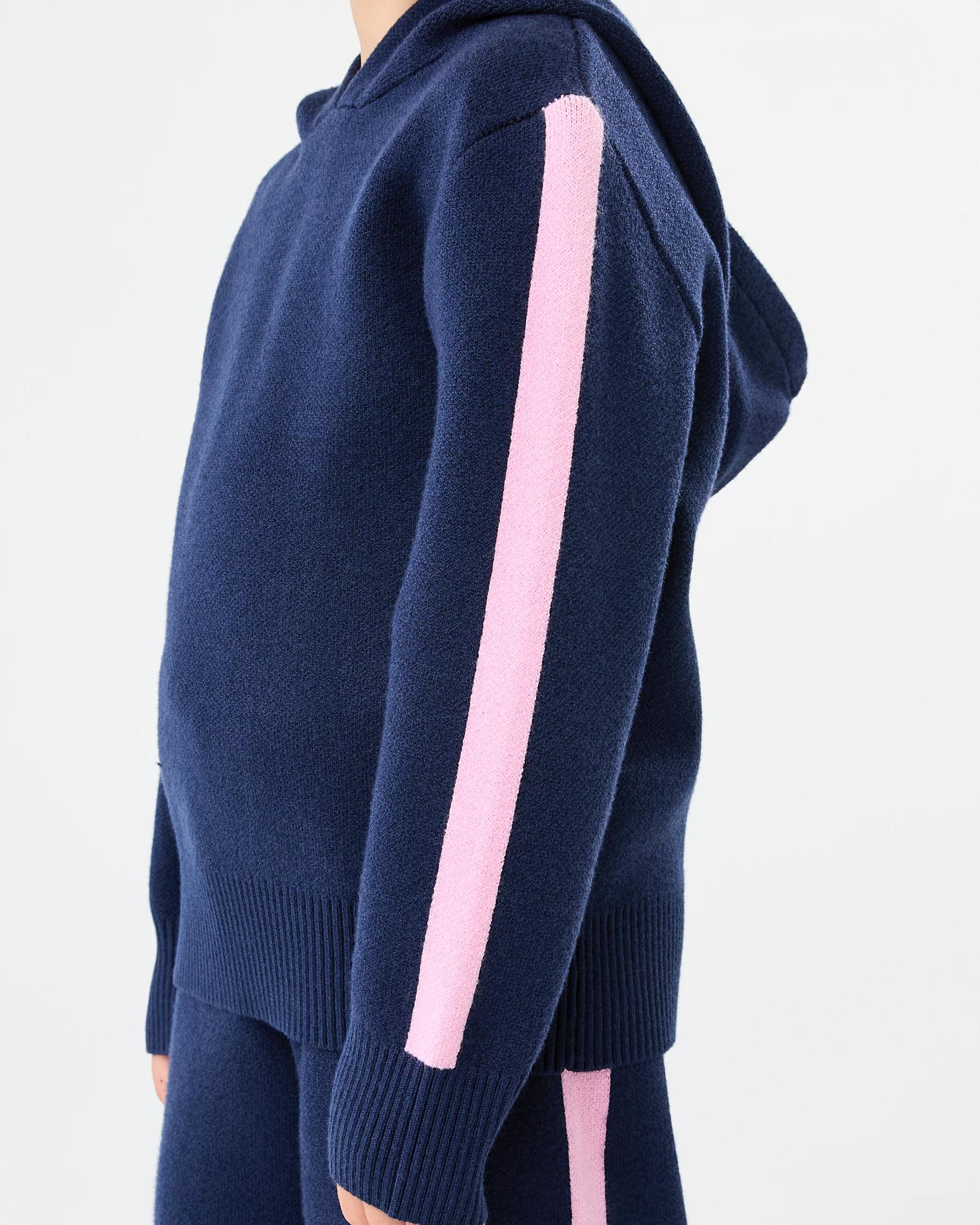 5 Bonded Knit Hoodie Dress Navy, 5 of 7