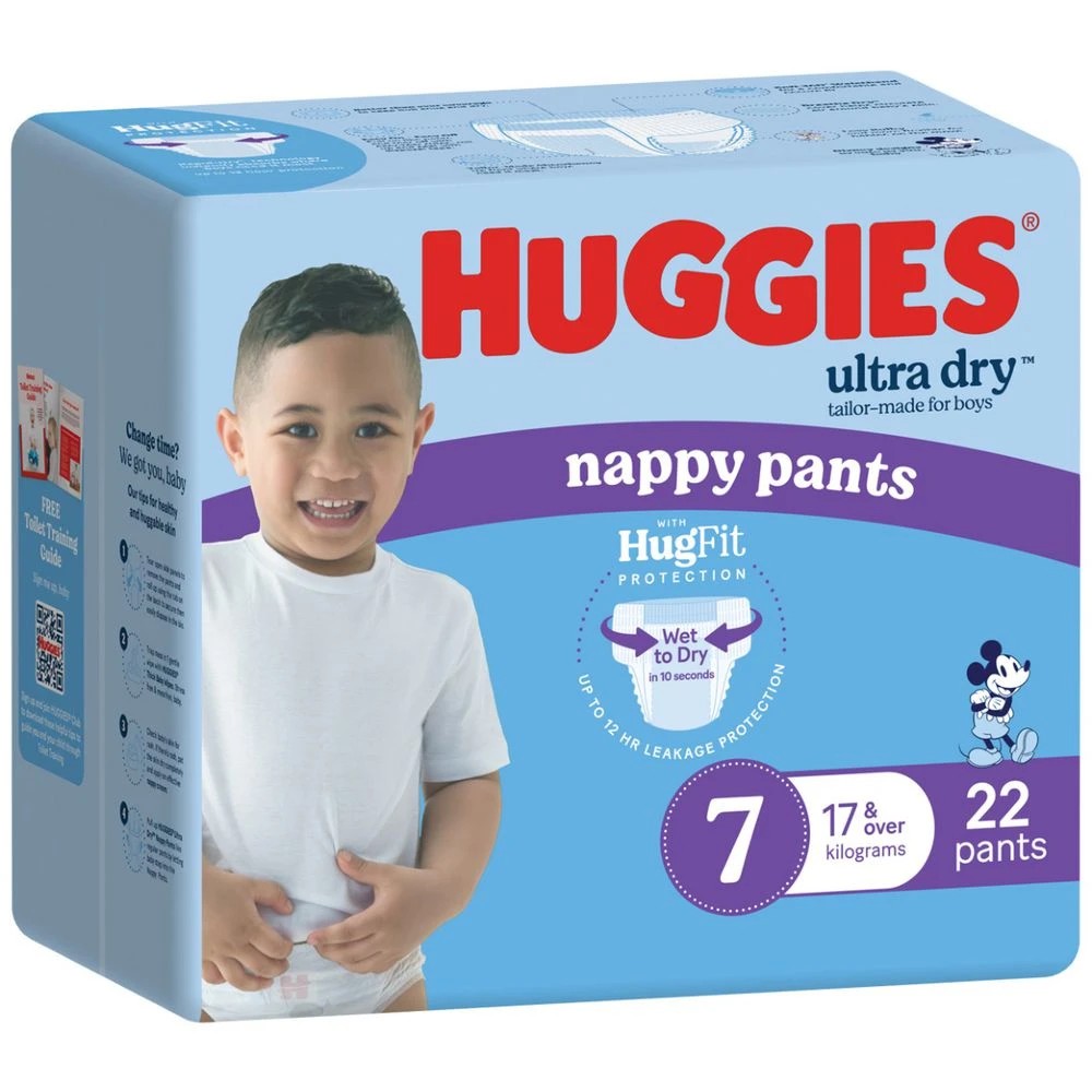 Huggies Ultra Dry Nappy Pants Size 7 Boy 22 Pack - Kmart