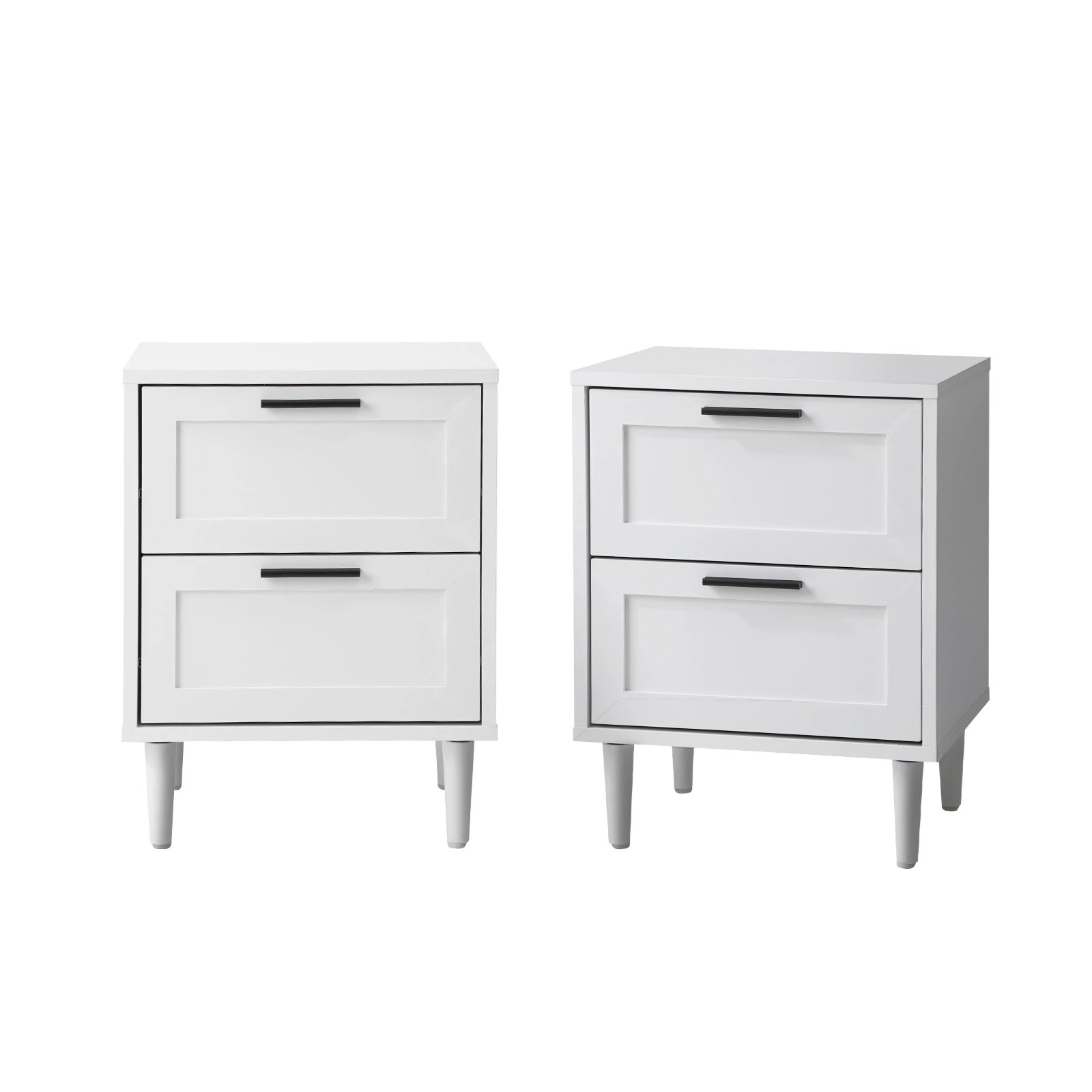 1 Oikiture Bedside Tables Set of 2 Nightstand Side End Table Bedroom Storage - White, 1 of 9