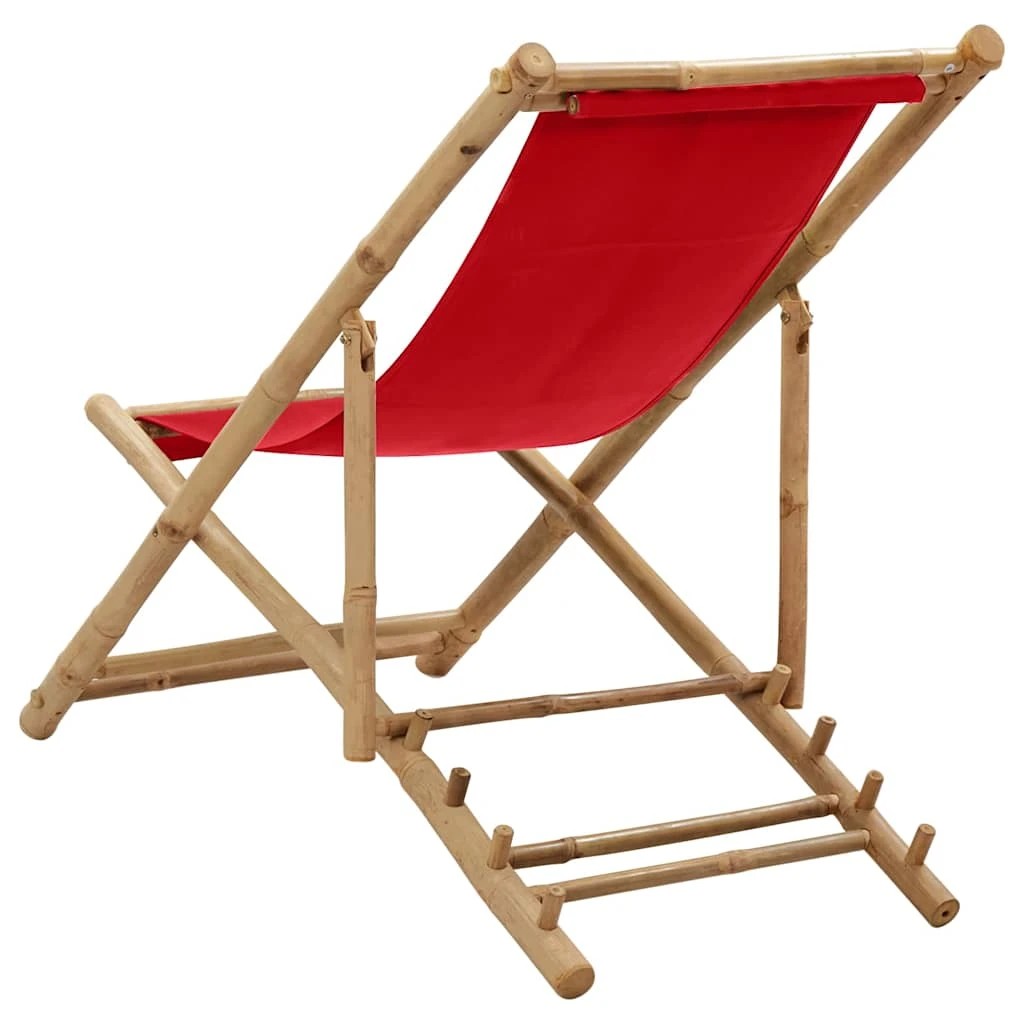 4 vidaXL Deck chair Foldable - Red, 4 of 9