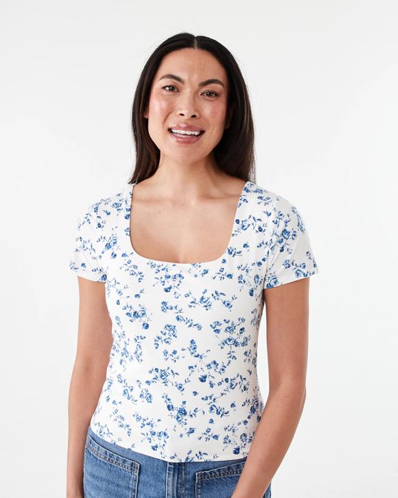 Short Sleeve Square Neck T-shirt