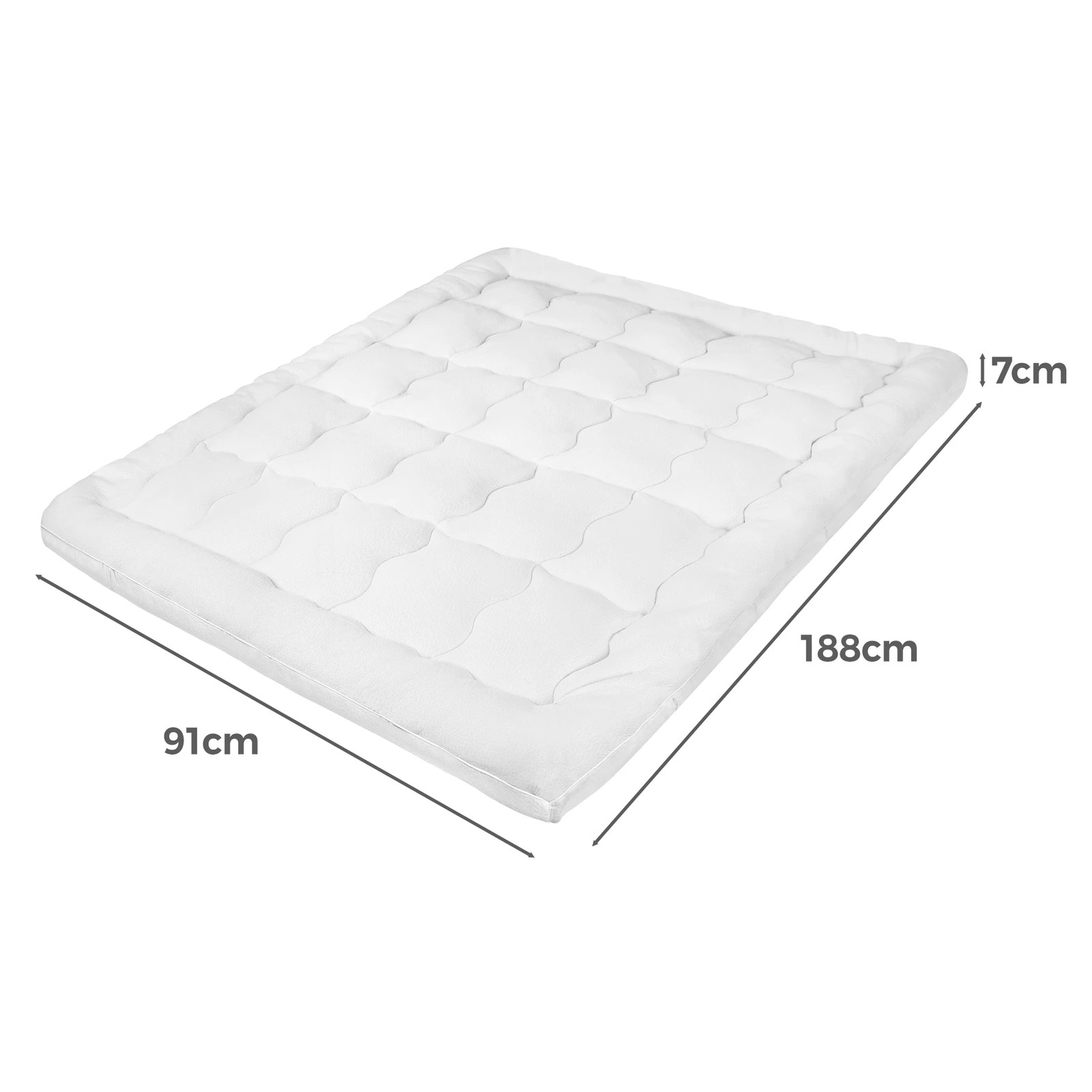 2 Starry Eucalypt Mattress Topper Bamboo Pillowtop Protector Pad 7cm - Single Bed - White, 2 of 5