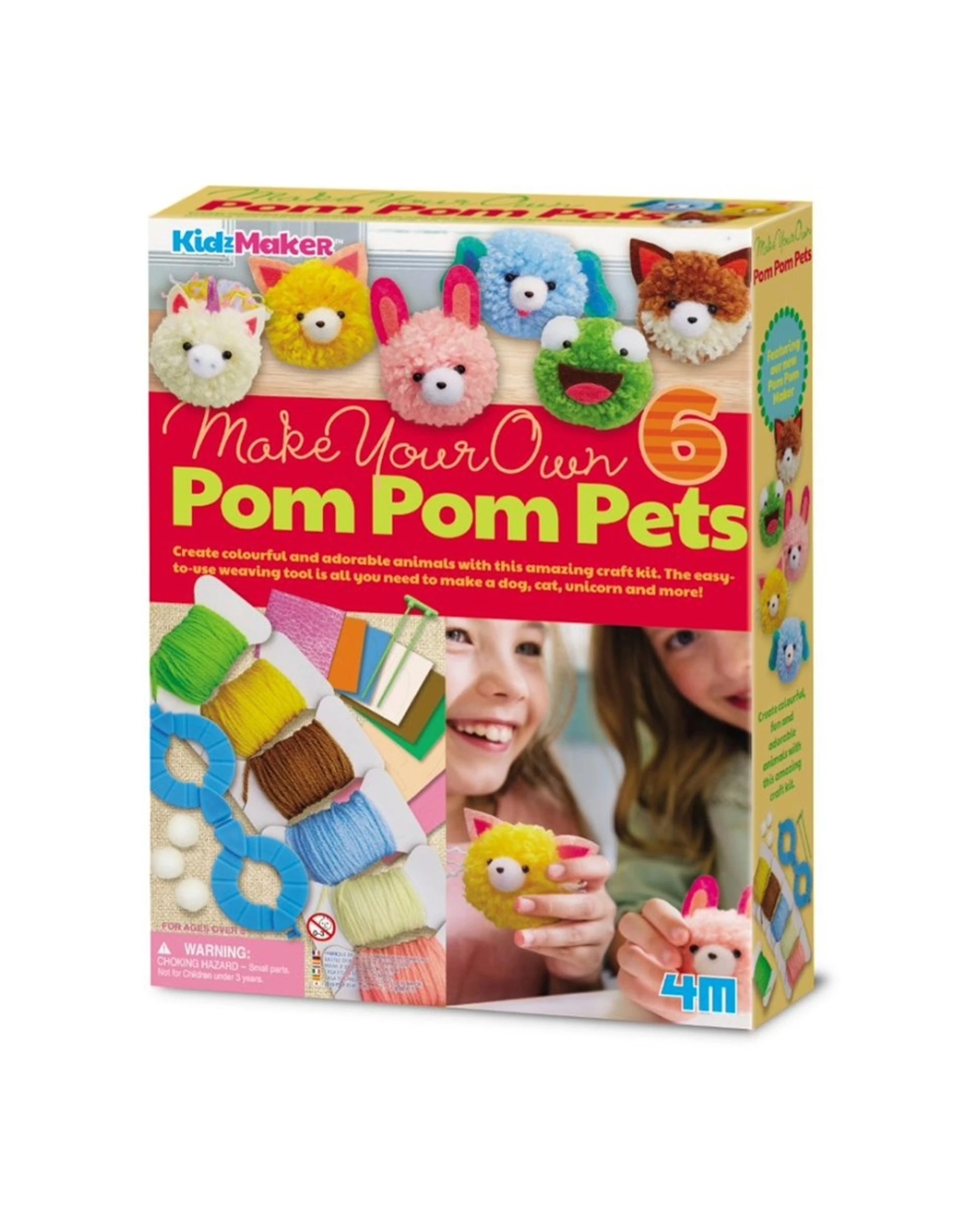 1 4M KidzMaker Make Your Own Pom Pets Art Craft Kids Activity DIY Toy - Multi, 1 of 3