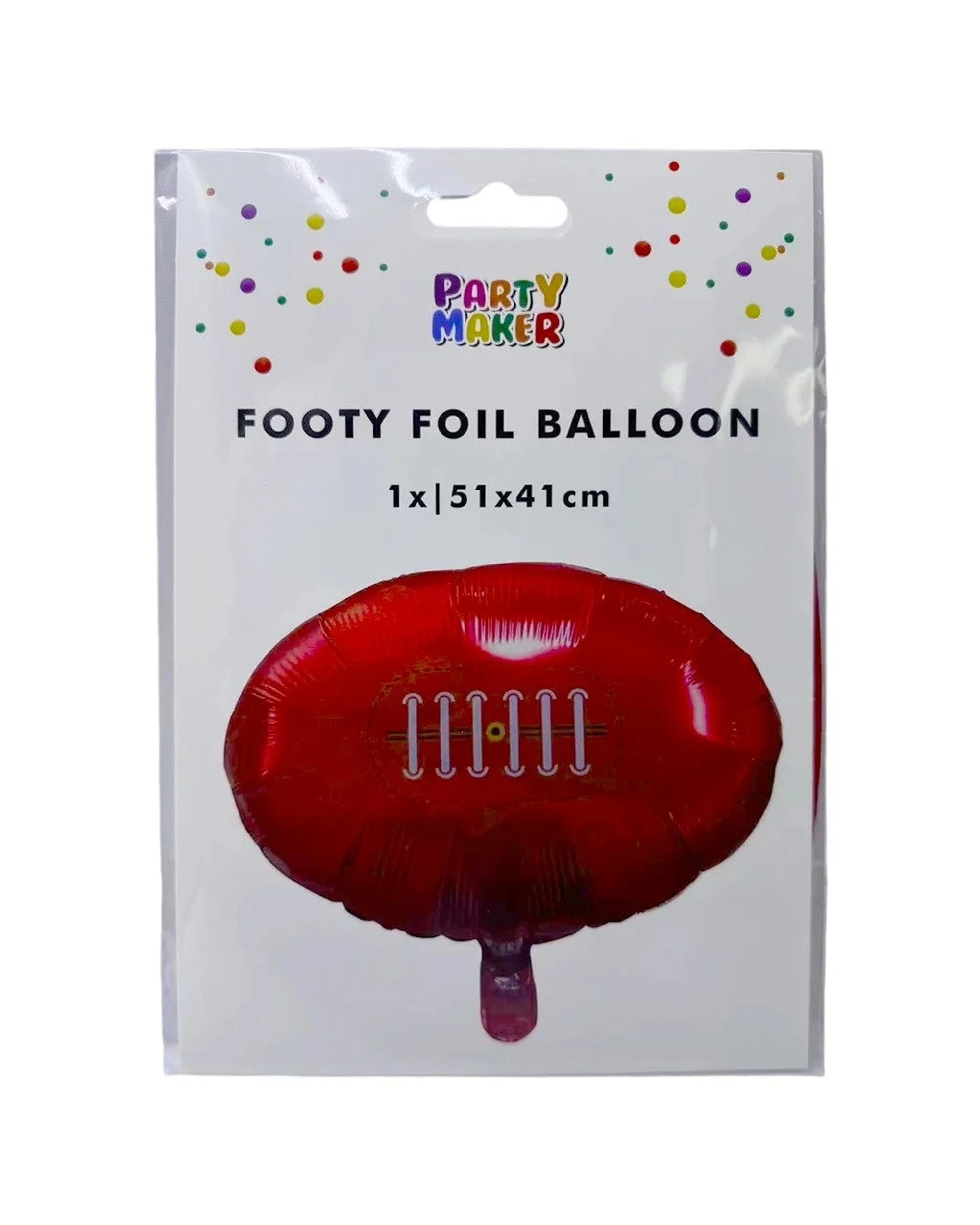 1 Party Maker Footy Foil Balloon Football Shaped Decoration - Red, 1 of 1