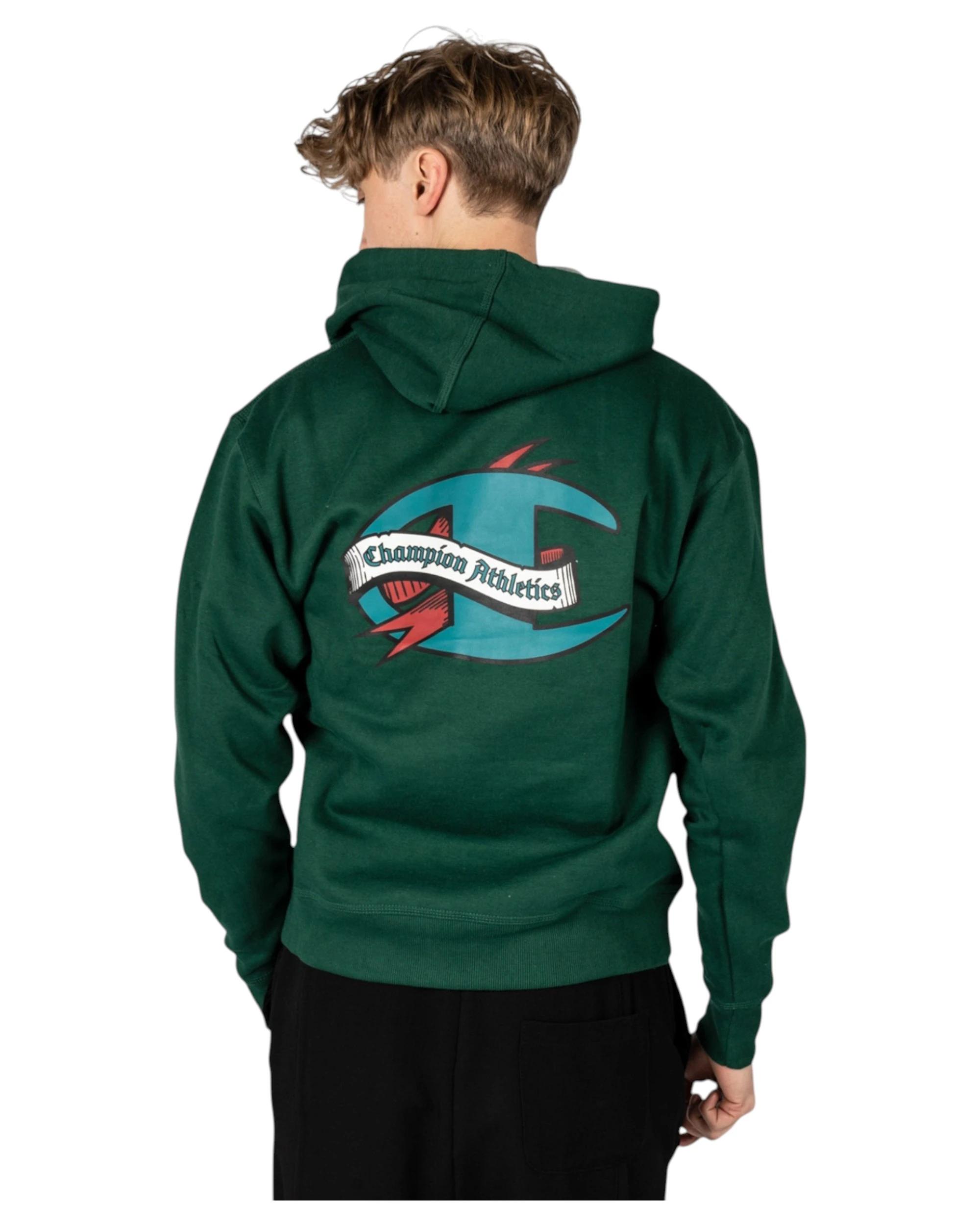 7 Champion Mens Powerblend Forest Peak Green Graphic Hoodie GREEN, 7 of 8