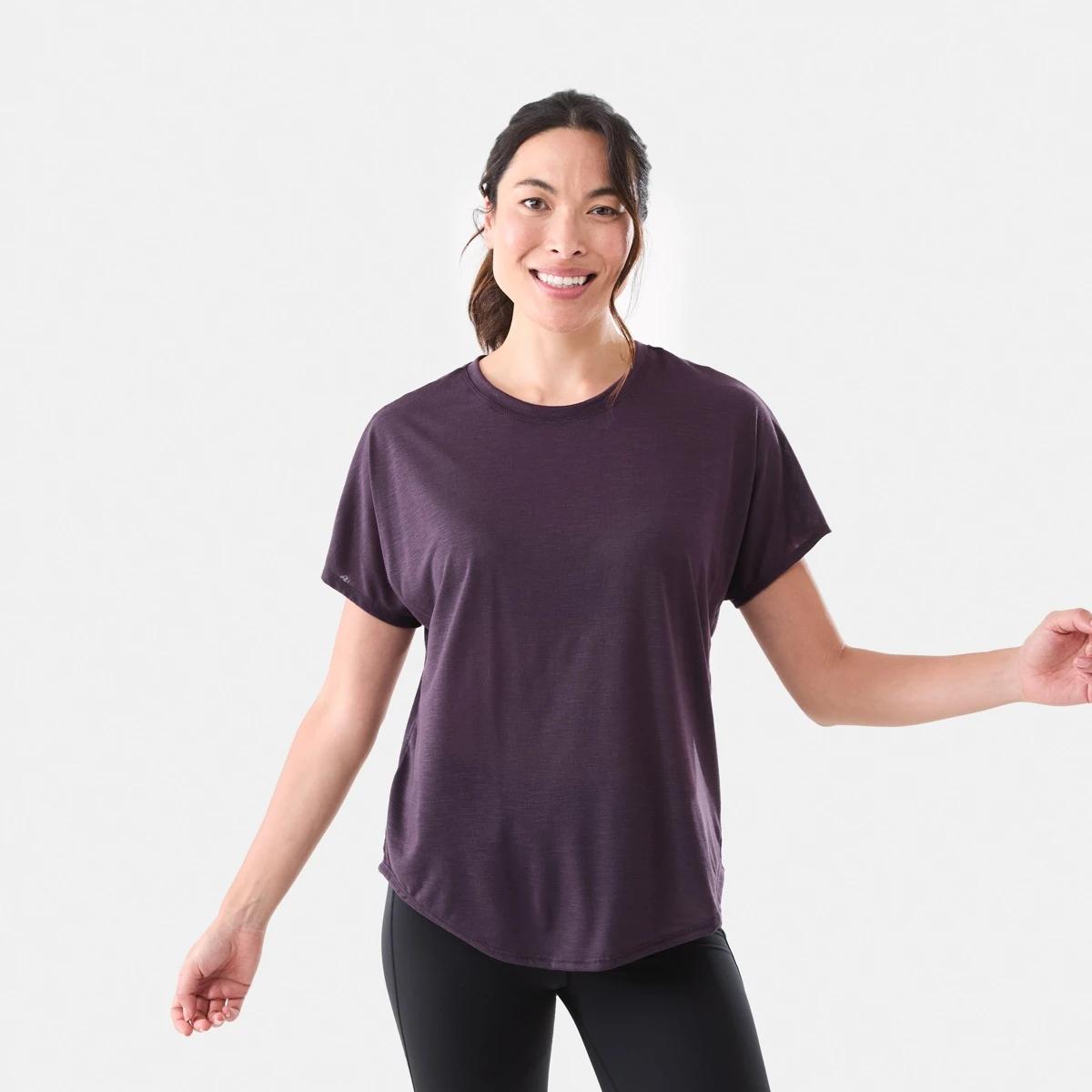 1 Active Womens Relax Sleeve T-shirt Purp Rasin, 1 of 5