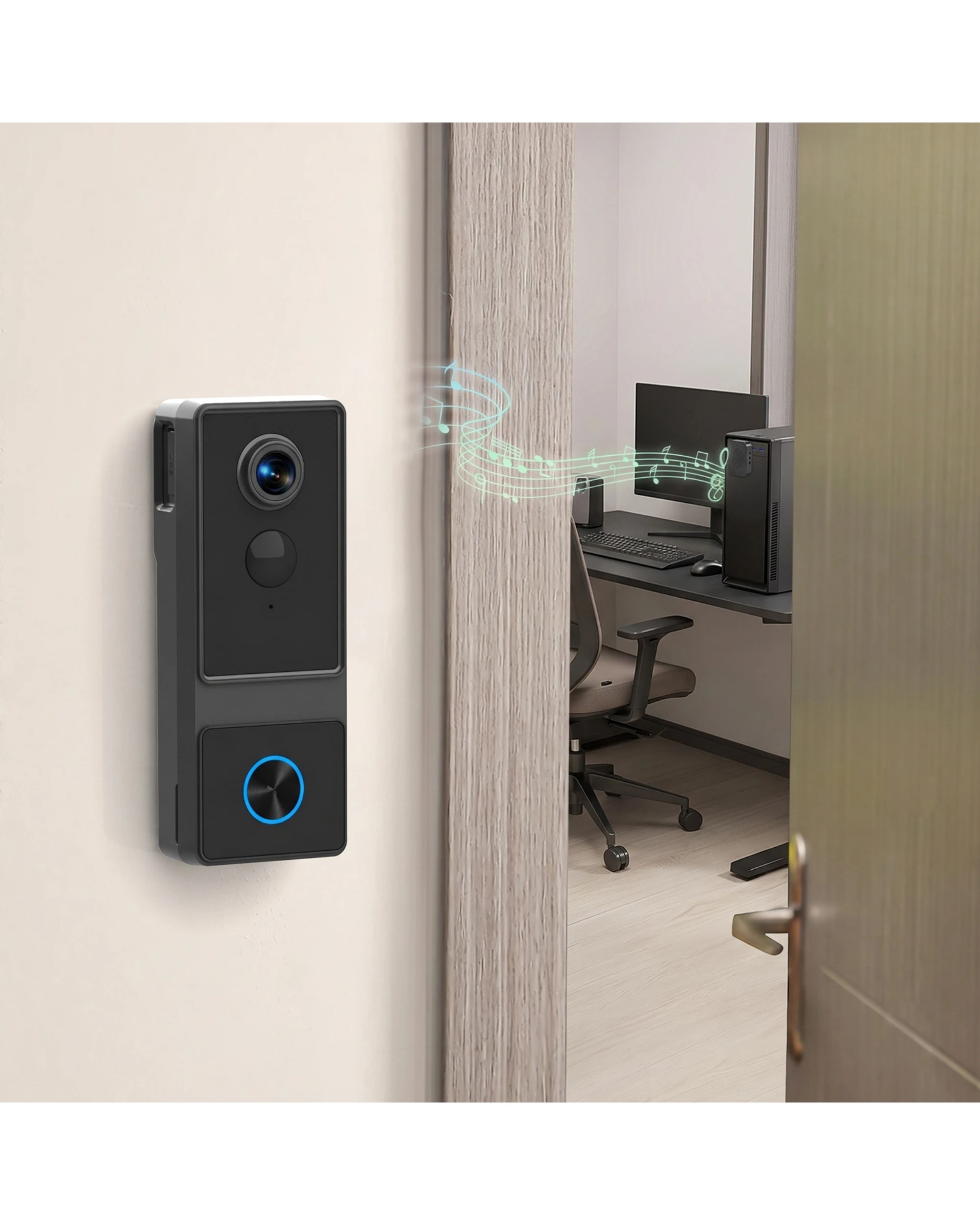 3 Advwin Wireless Video Doorbell Camera with Chime, Smart Human Detection - Black, 3 of 6