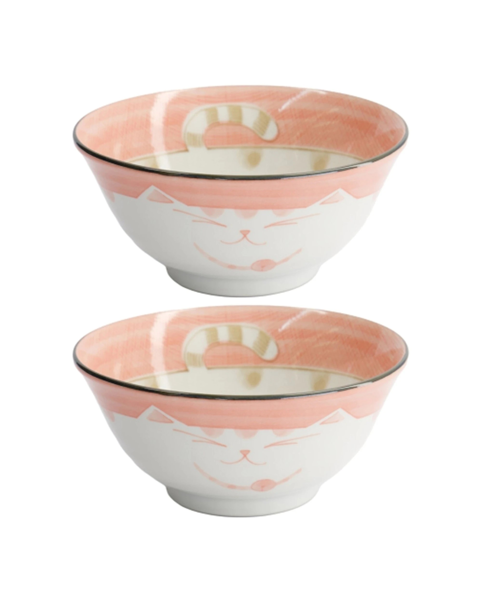 1 Tokyo Design 2PK Kawaii Neko Cat Tayo Bowl 15x7cm Japanese-Inspired Tableware - Pink, 1 of 4
