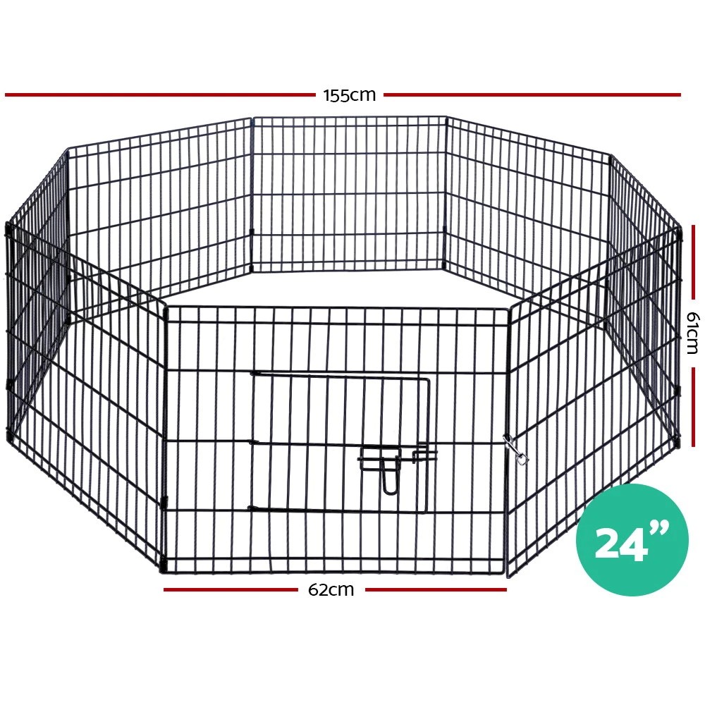 2 i.Pet 24" 8 Panel Dog Playpen Pet Fence Exercise Cage Enclosure Play Pen - Black, 2 of 6