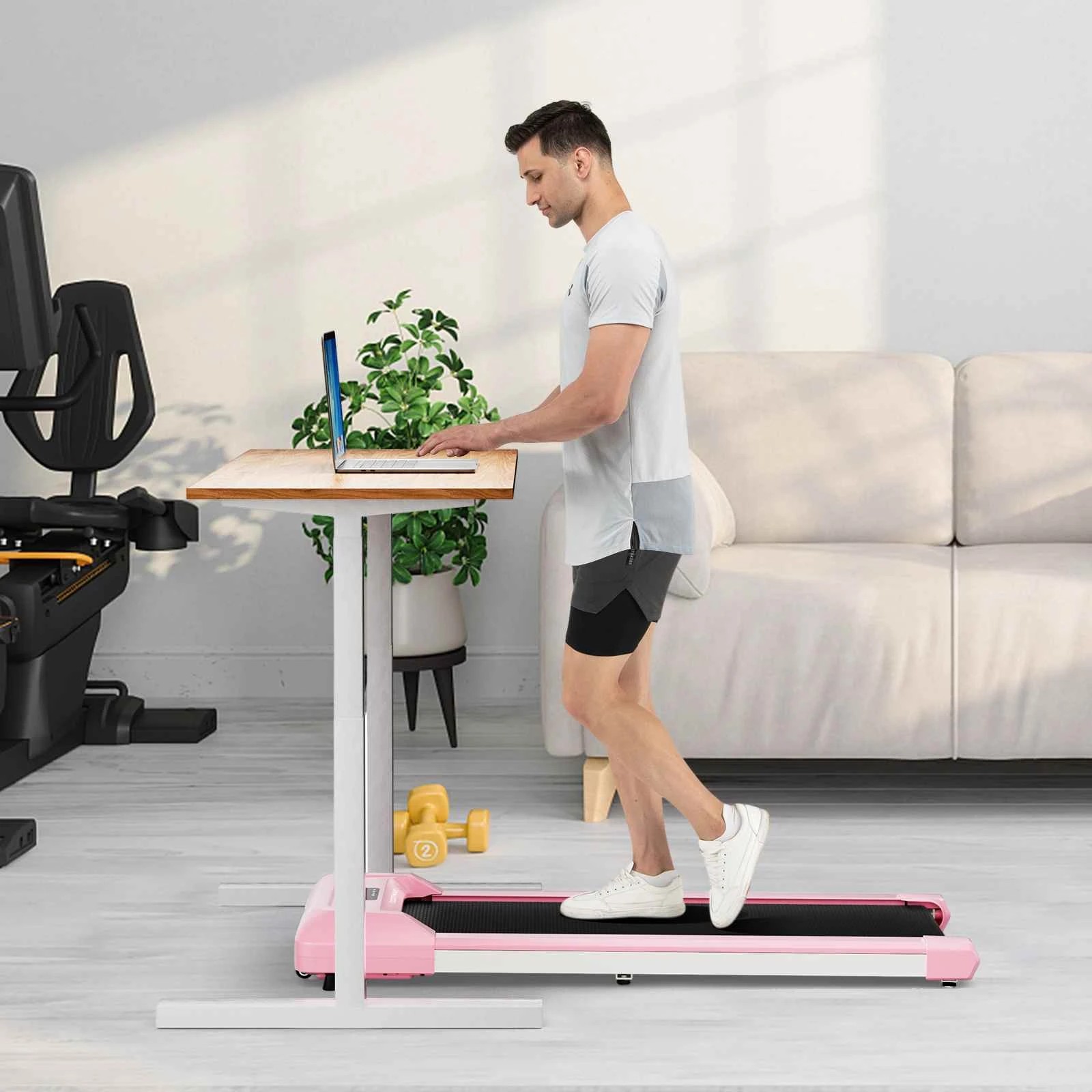 3 Costway 2.25HP Walking Machine Electric Treadmill Running Machine w/LED Display&Remote Control - Pink, 3 of 4