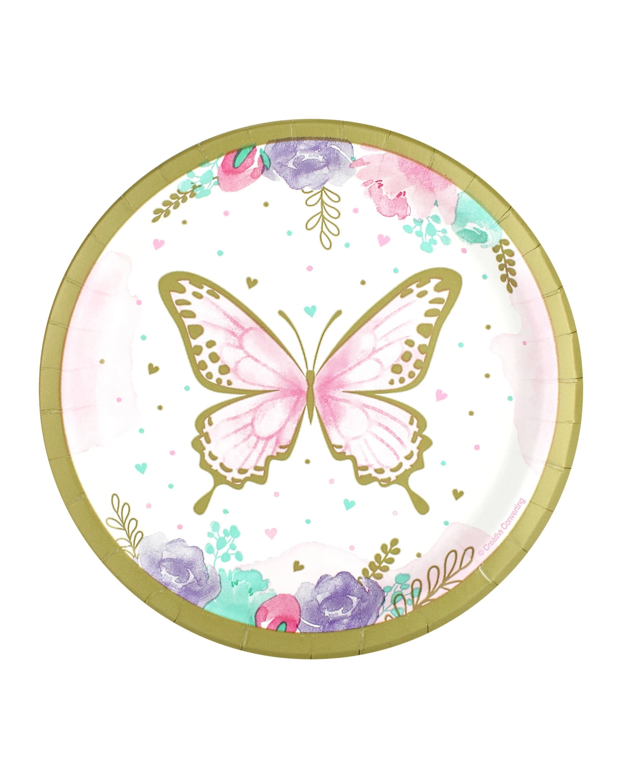 1 Butterfly Shimmer Small Paper Plates (Pack of 8), 1 of 1