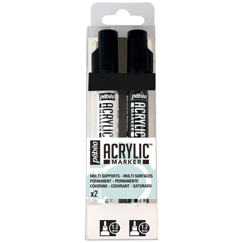 1 Pebeo Acrylic Paint Marker 1.2mm Black & White 2 Pack, 1 of 1