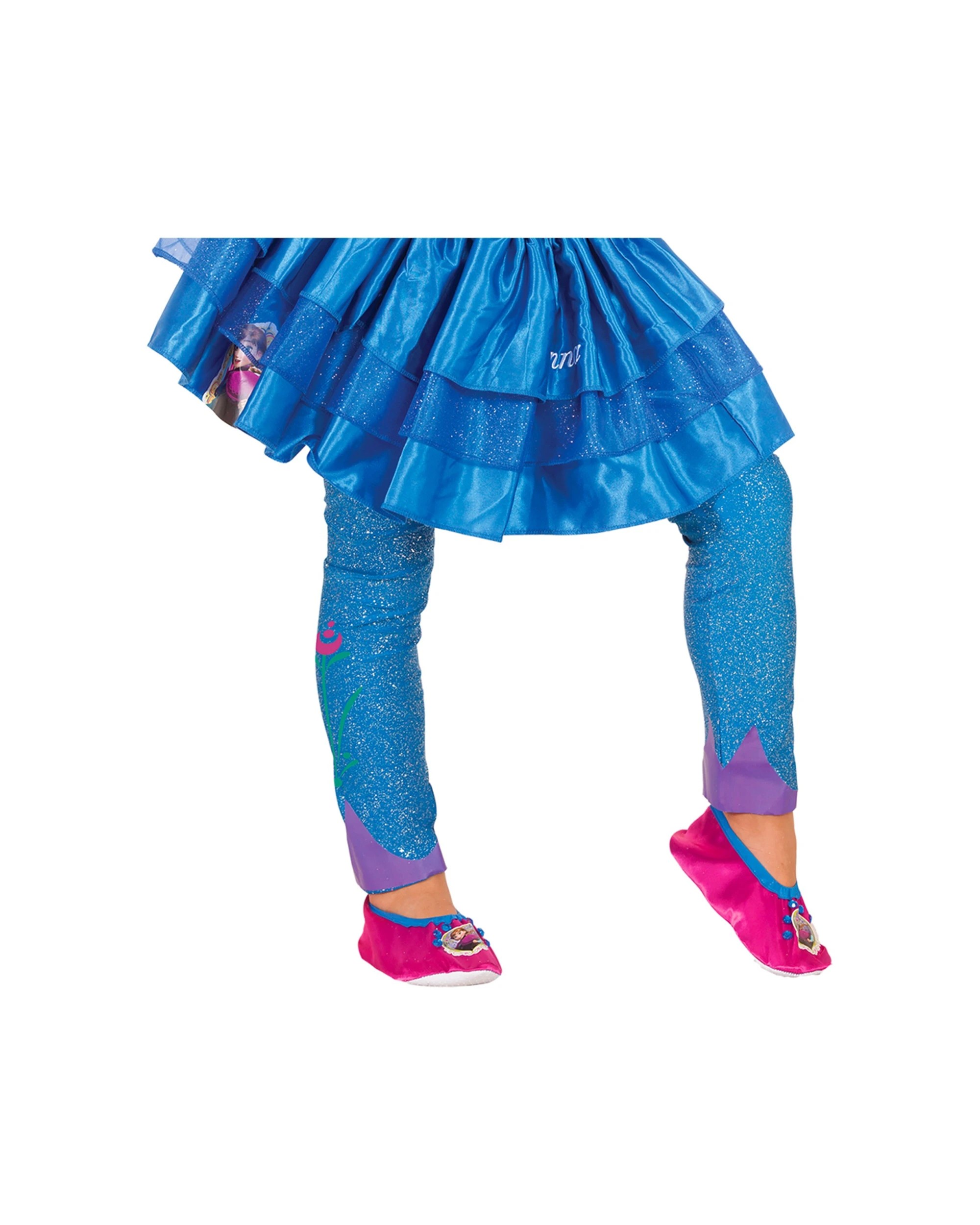 1 Rubies Girls Disney Frozen Princess Anna Footless Tights Leggings - Blue, 1 of 2