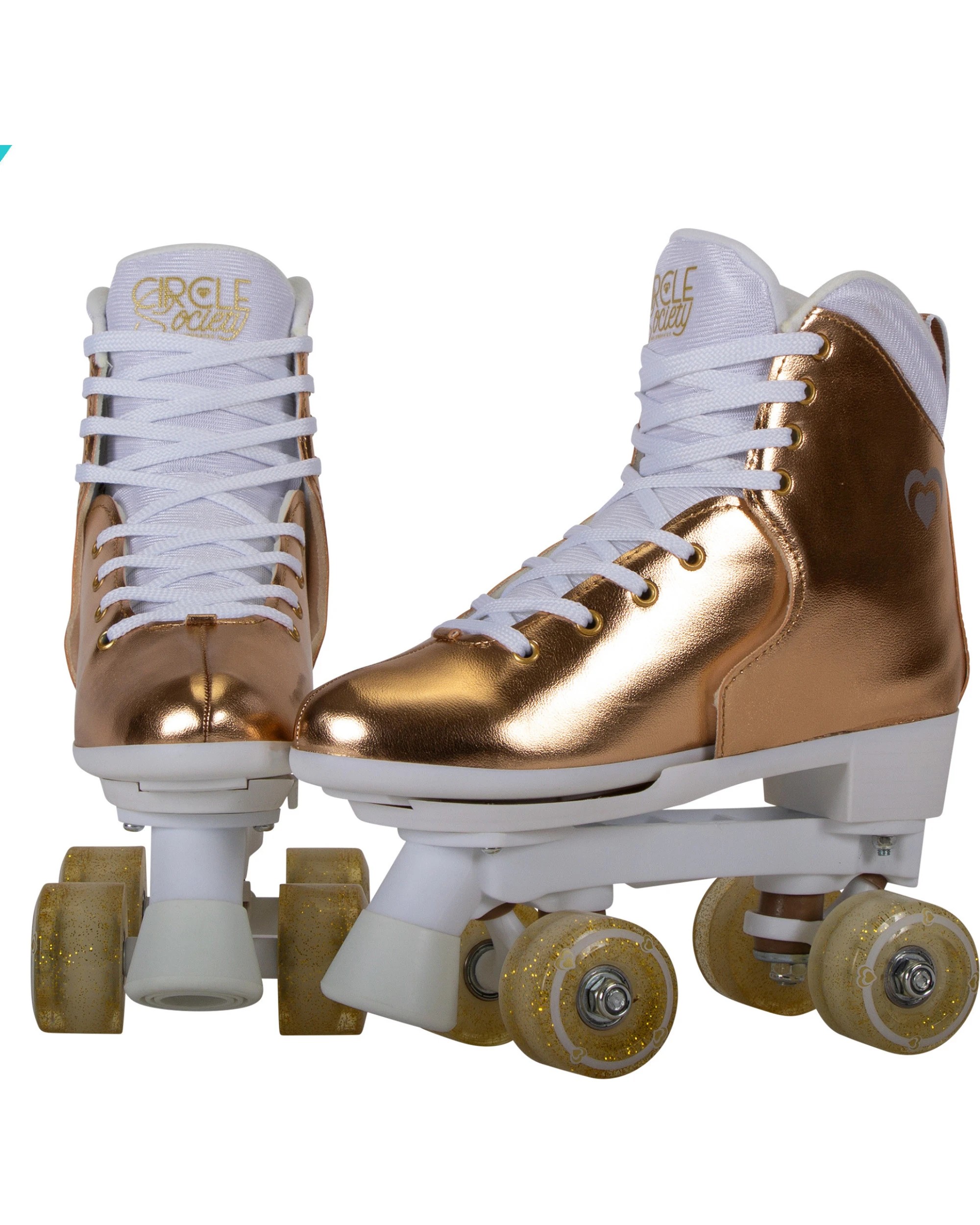 5 Circle Society Adjustable Quad Kids Metallic Rose Gold Rhythm Roller Skates, 5 of 9