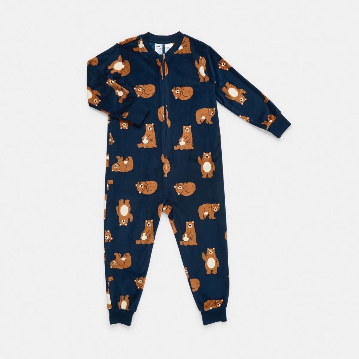 6 Fleece All-In-One Sleepsuit Nvy Bear2, 6 of 9