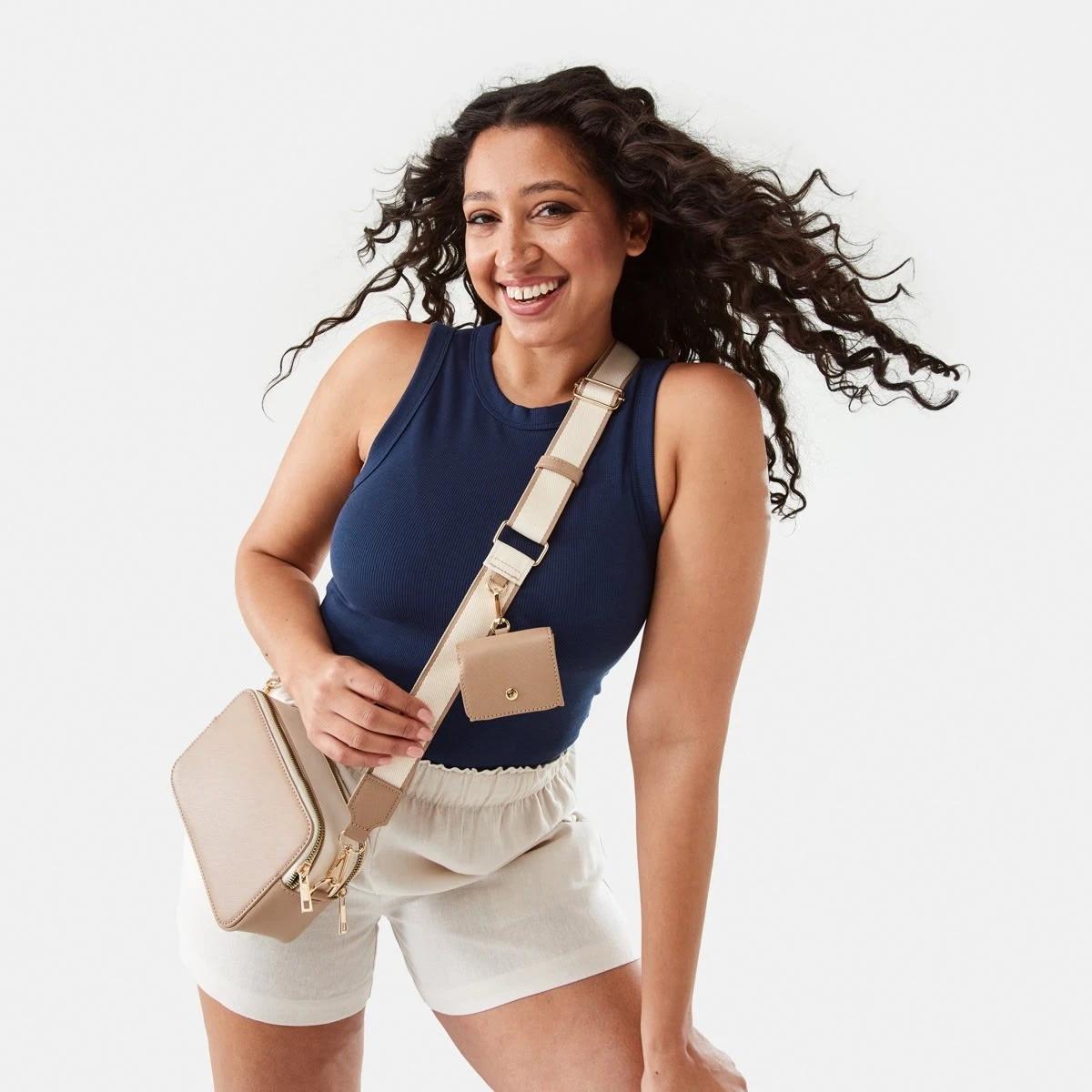 6 Double Zip Crossbody Bag BEIGE VANILLA, 6 of 8