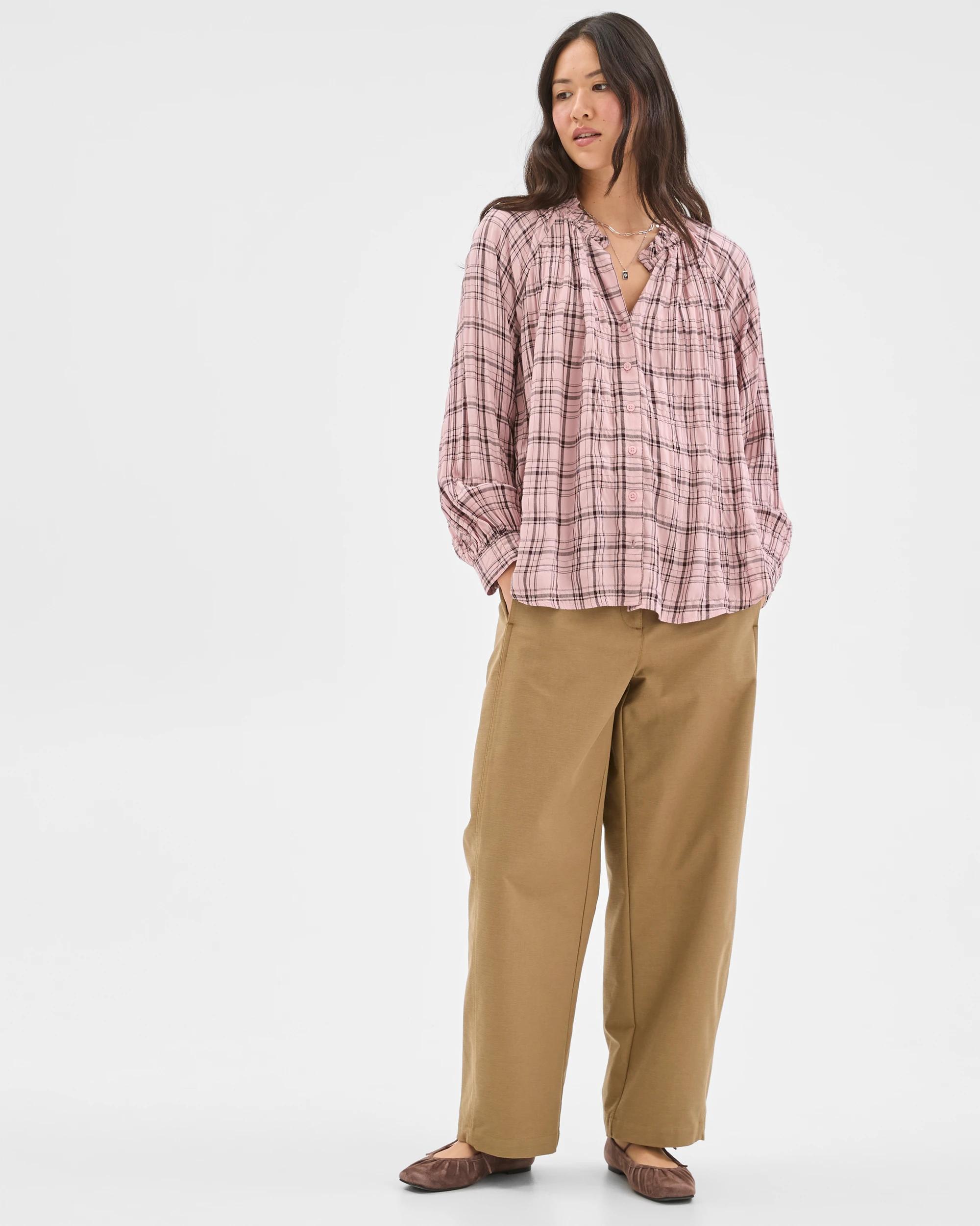 2 Target Woman Long Sleeve Romantic Blouse CHECK, 2 of 7
