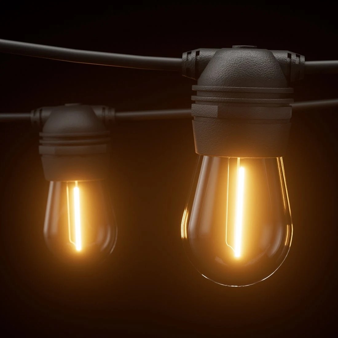 1 77m Solar Festoon Lights Outdoor LED String Light Christmas Party - Black, 1 of 4