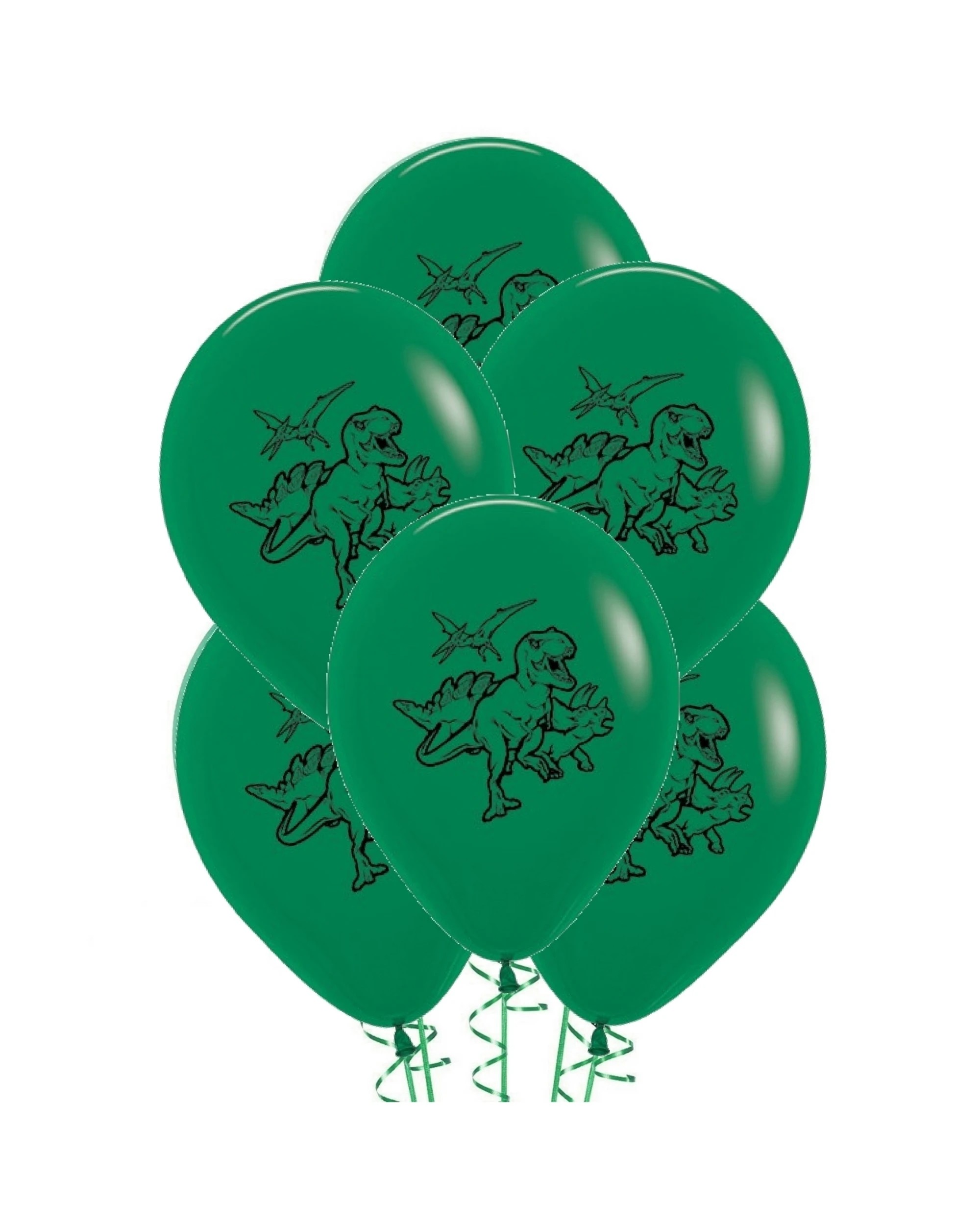 1 Sempertex Forest Dinosaur Balloons Pack of 6 - Green, 1 of 2