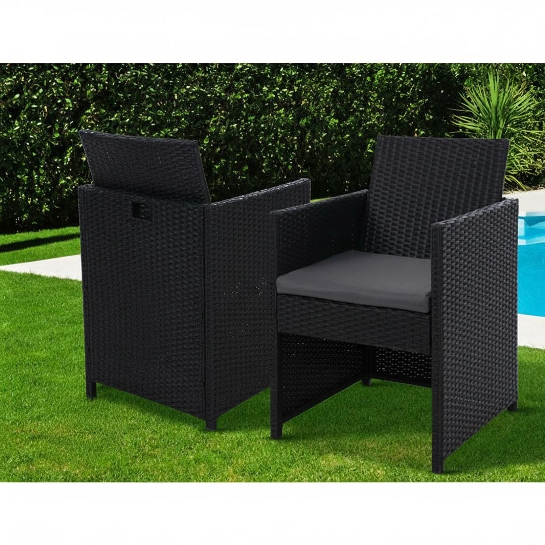 3 Gardeon 2PC Outdoor Dining Chairs Patio Furniture Wicker Garden Cushion - Black, 3 of 5