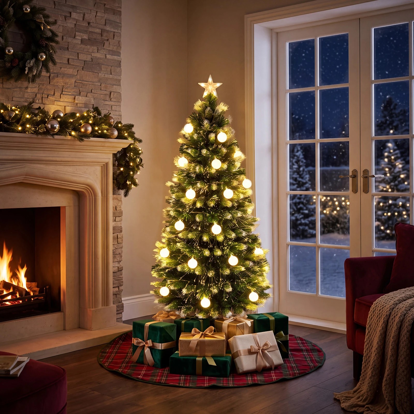 5 Costway 1.5M Artificial Fiber Optic Christmas Tree 28 Warm White LEDs, 5 of 7