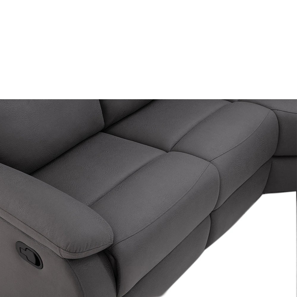 8 Foret 5 Seater Sofa Corner Lounge Recliner Footrest Bed Chaise Couch Fabric Grey Dark, 8 of 10
