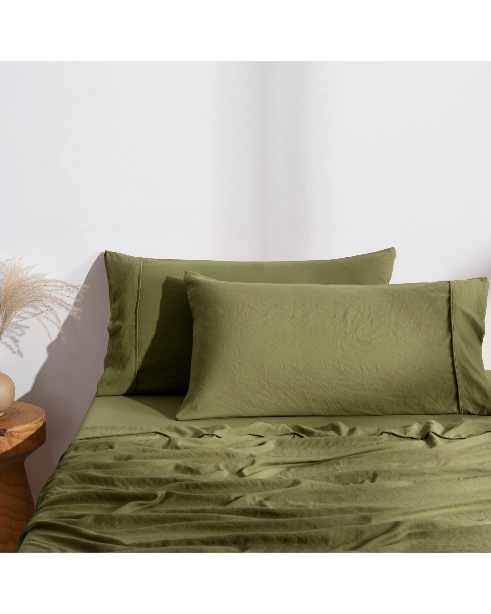 1 Dreamaker Superfine Washed Microfibre King Pillowcase Twin Pack - Olive, 1 of 6