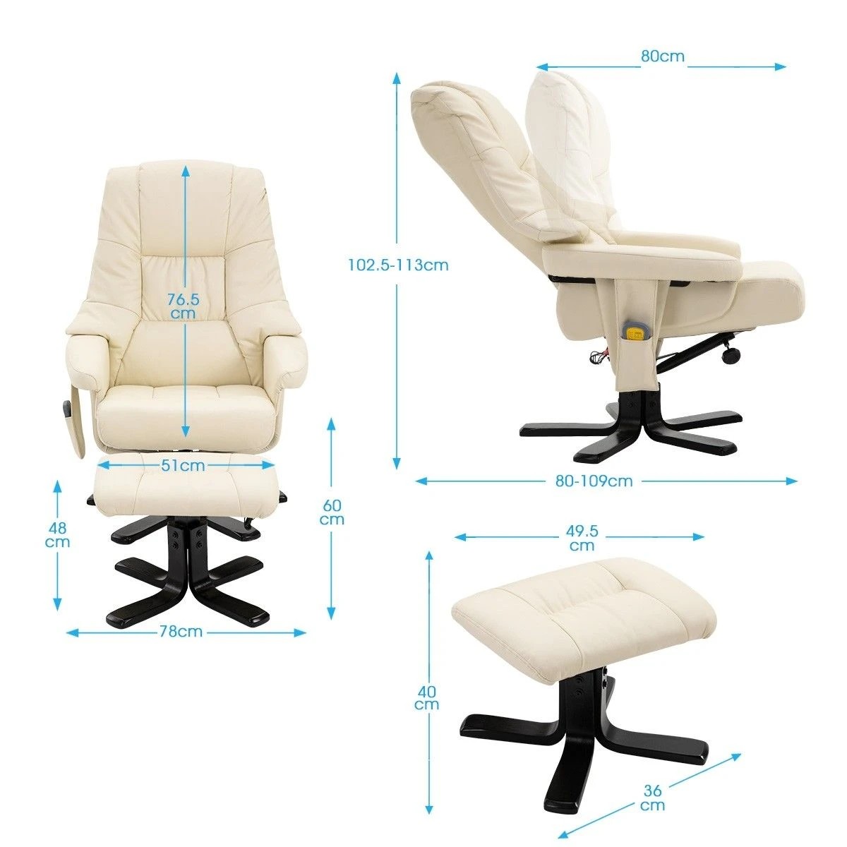 2 LUXDREAM Full Body Massage Recliner Chair 8 Point Heated Beige, 2 of 7
