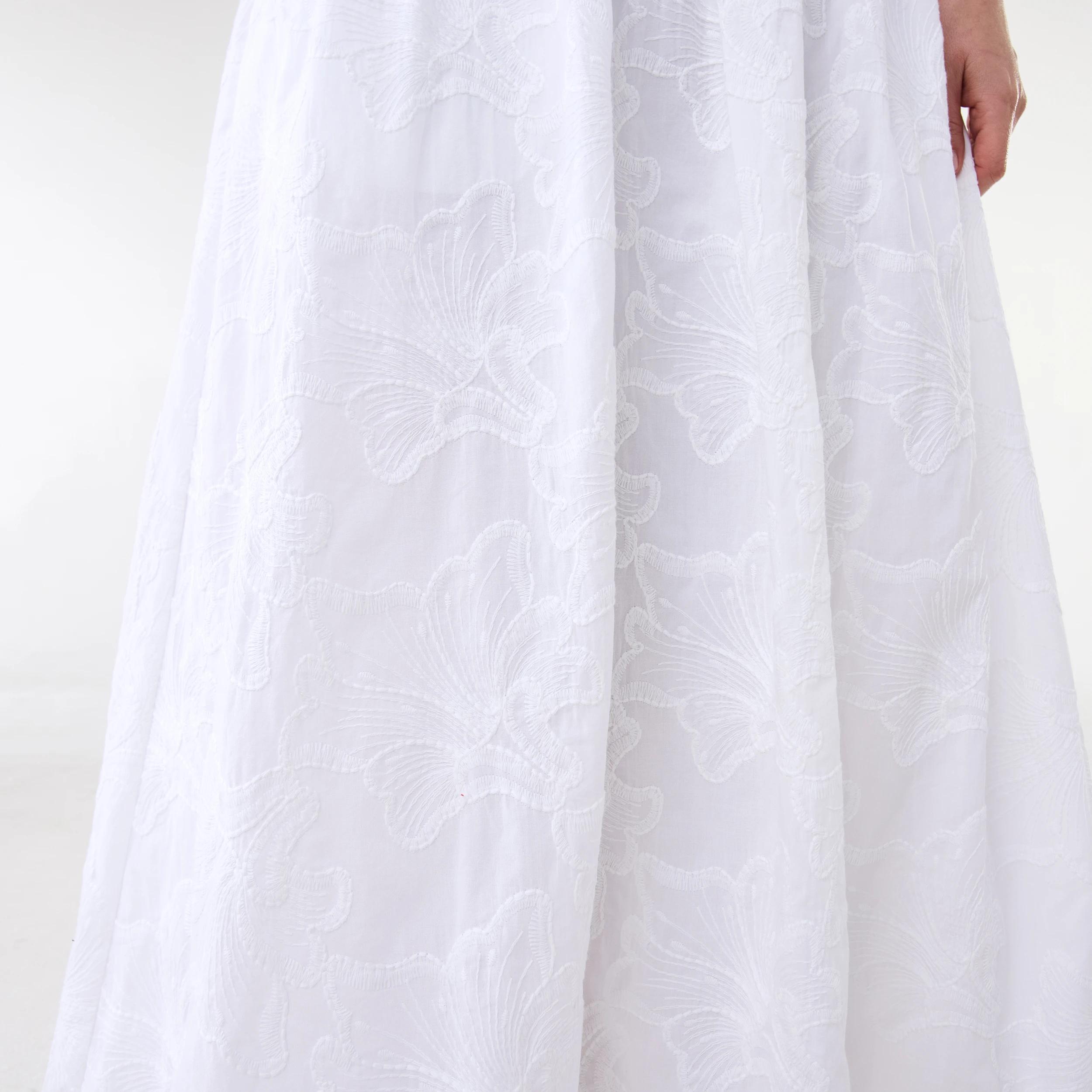 8 Embroidered Bubble Hem Maxi Skirt White, 8 of 8