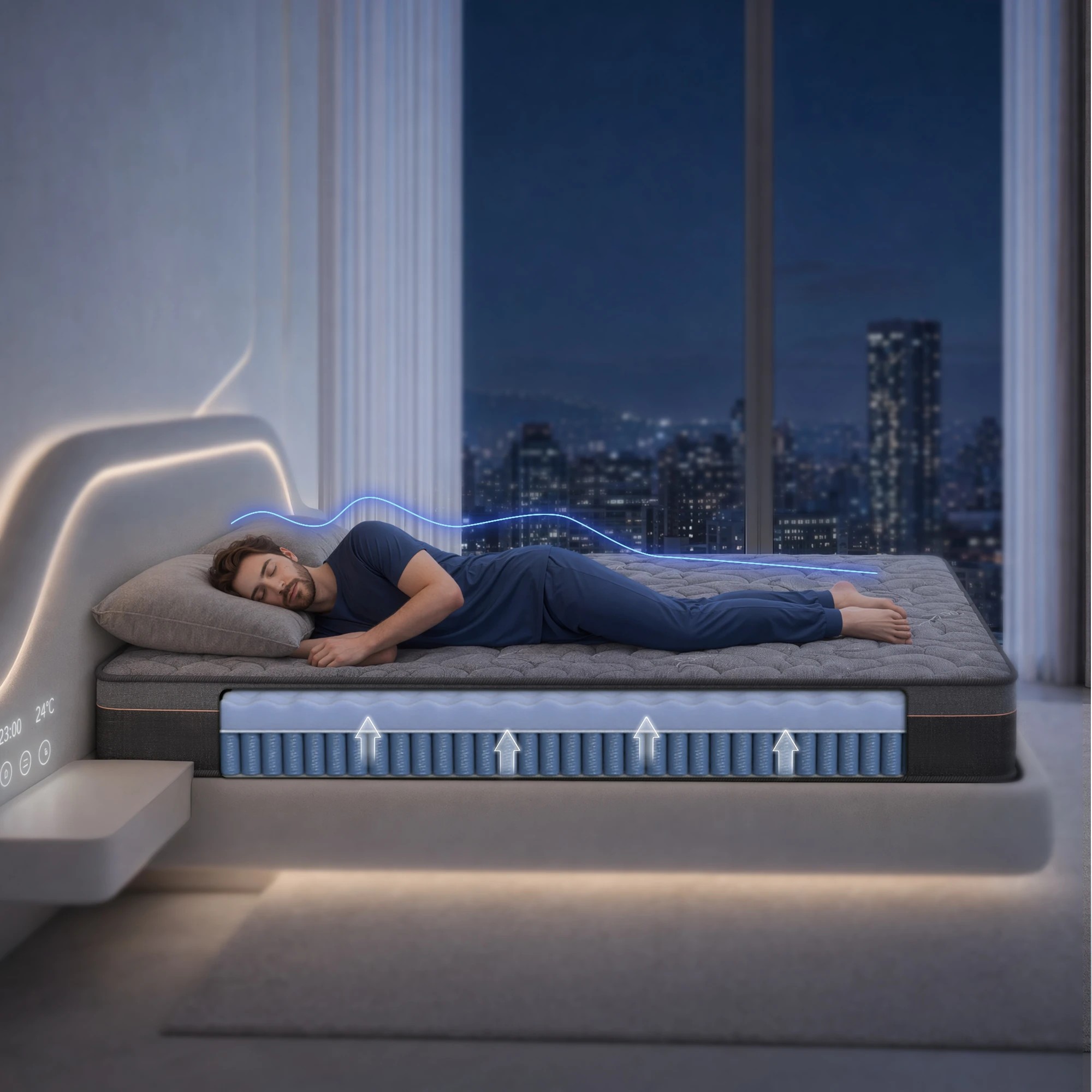 6 Levitex King Single Mattress Hybrid Pocket Spring with 4cm Egg Crate Foam for Deep Sleep - King Single Bed - Grey, 6 of 10