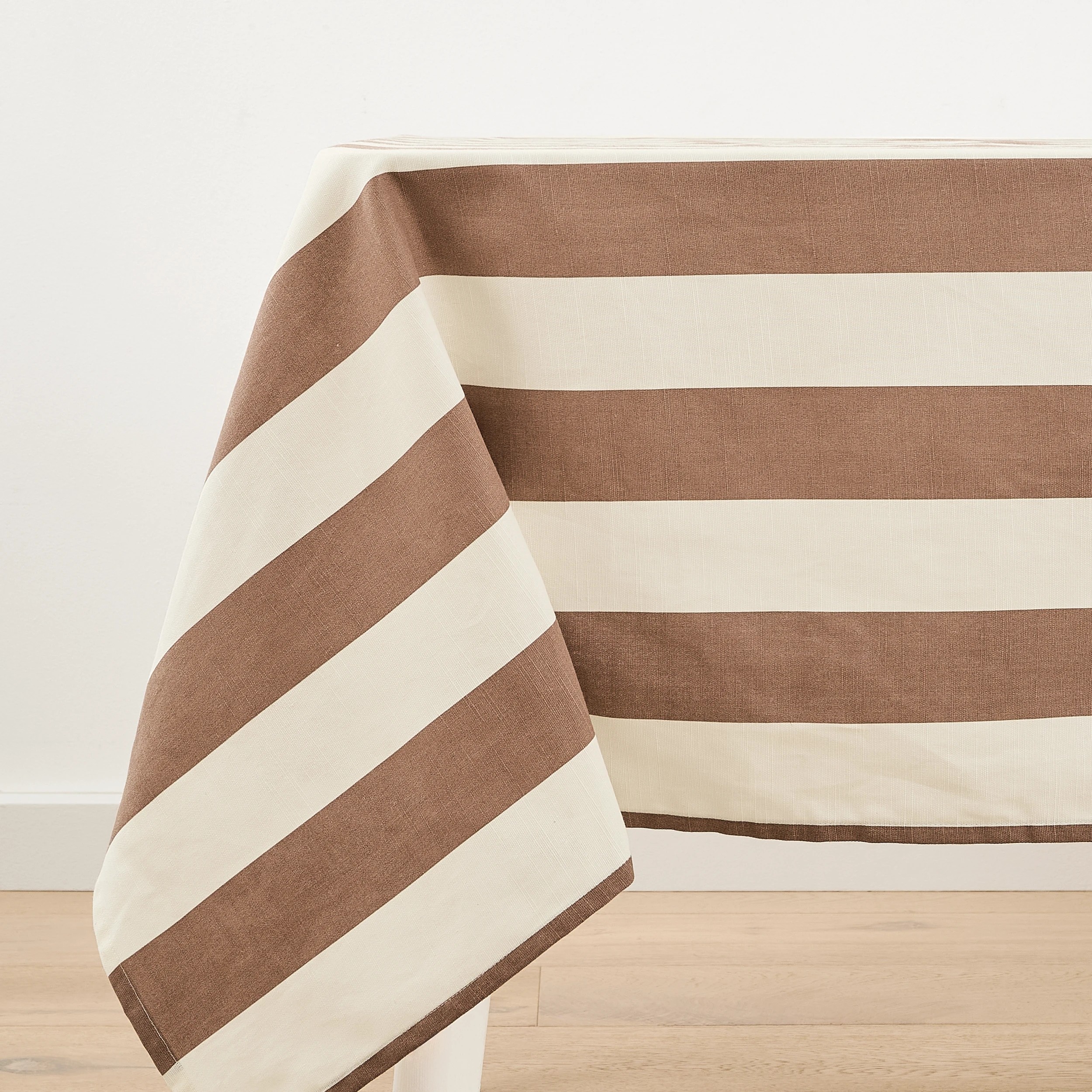 4 Extra Large Mocha Stripe Tablecloth, 4 of 5