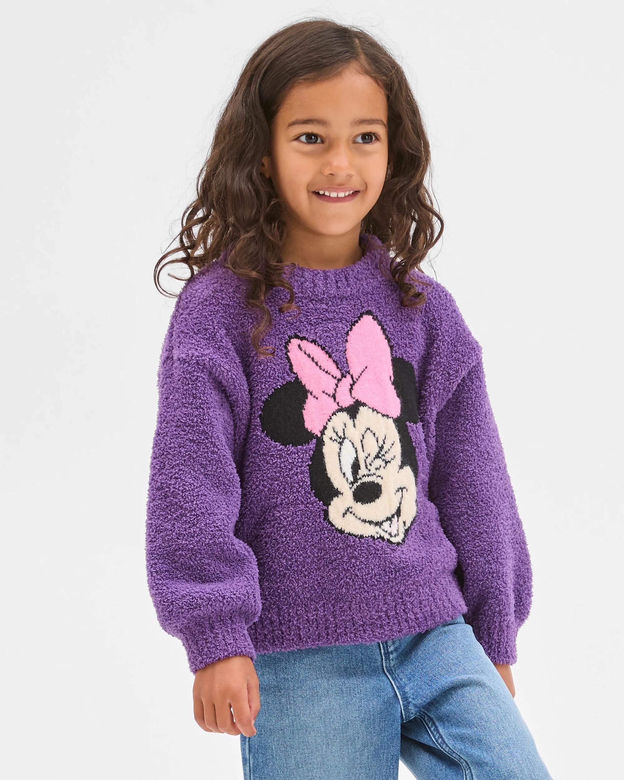 1 Disney Minnie Mouse License Knit Sweater PURPLE, 1 of 6