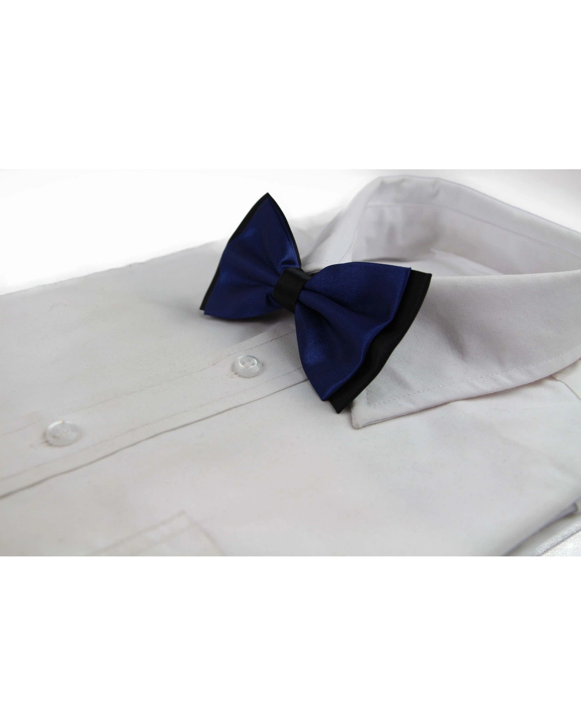 1 Zasel Mens Navy Two Tone Layered Bow Tie - Multi, 1 of 4