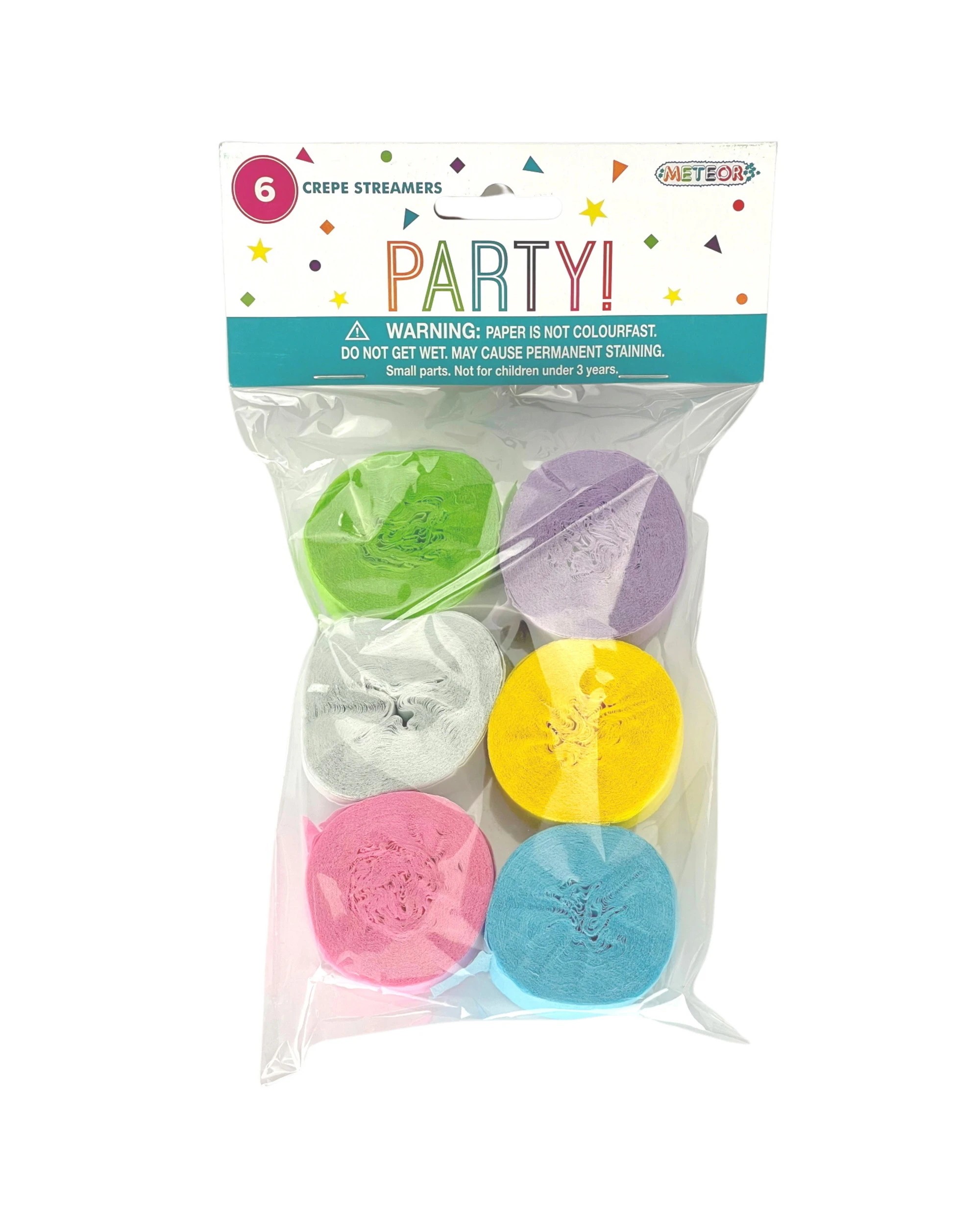 1 Meteor Pastel Crepe Streamers Pack of 6 Rolls - Multi, 1 of 1