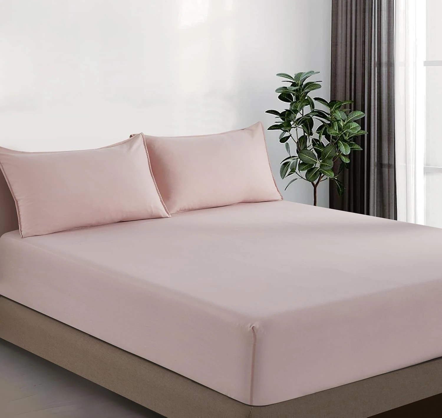 2 CleverPolly 100% Vintage Washed Microfibre Fitted Sheet Set - King Bed - Pink, 2 of 5