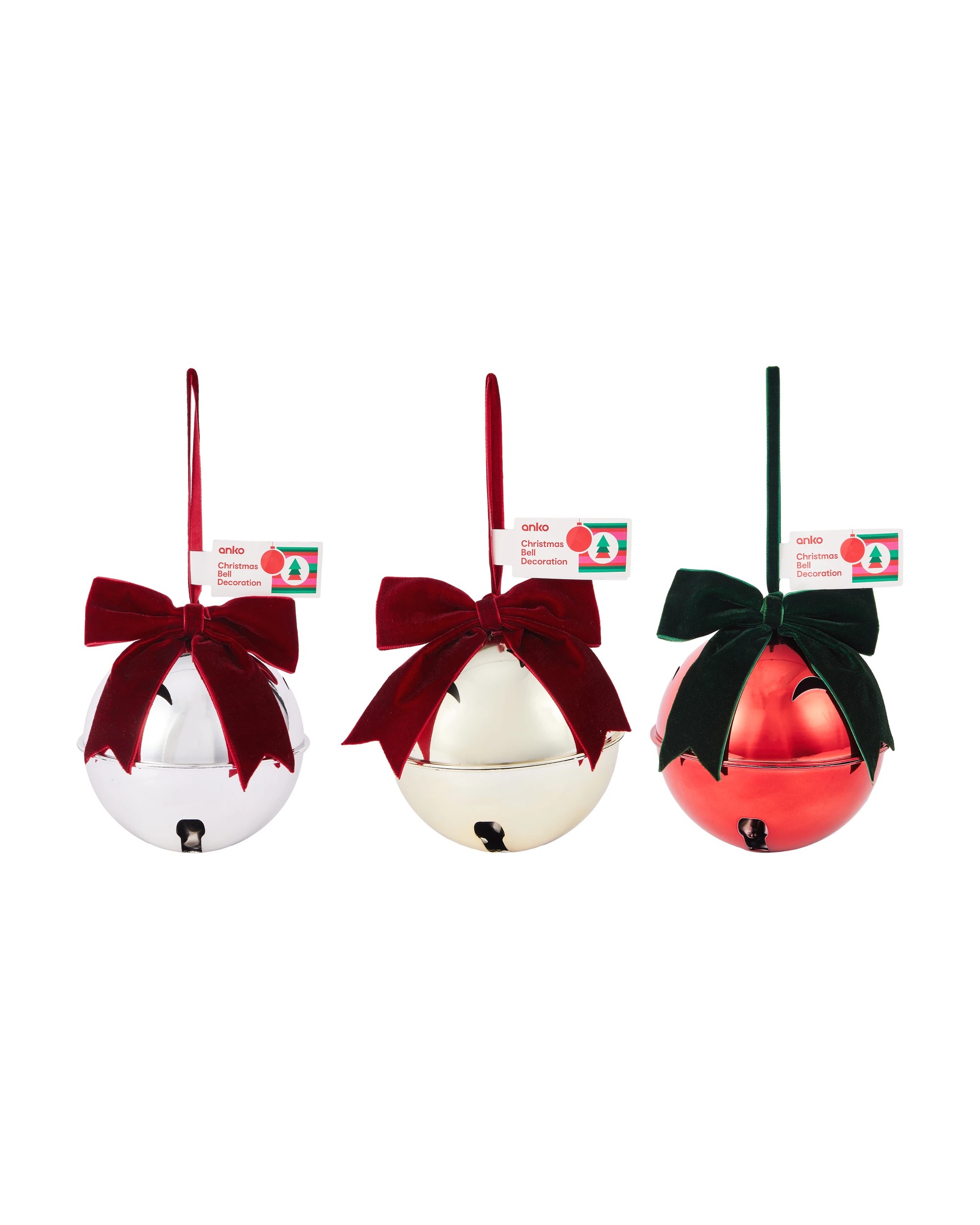 6 Christmas Bell Decoration - Assorted, 6 of 6