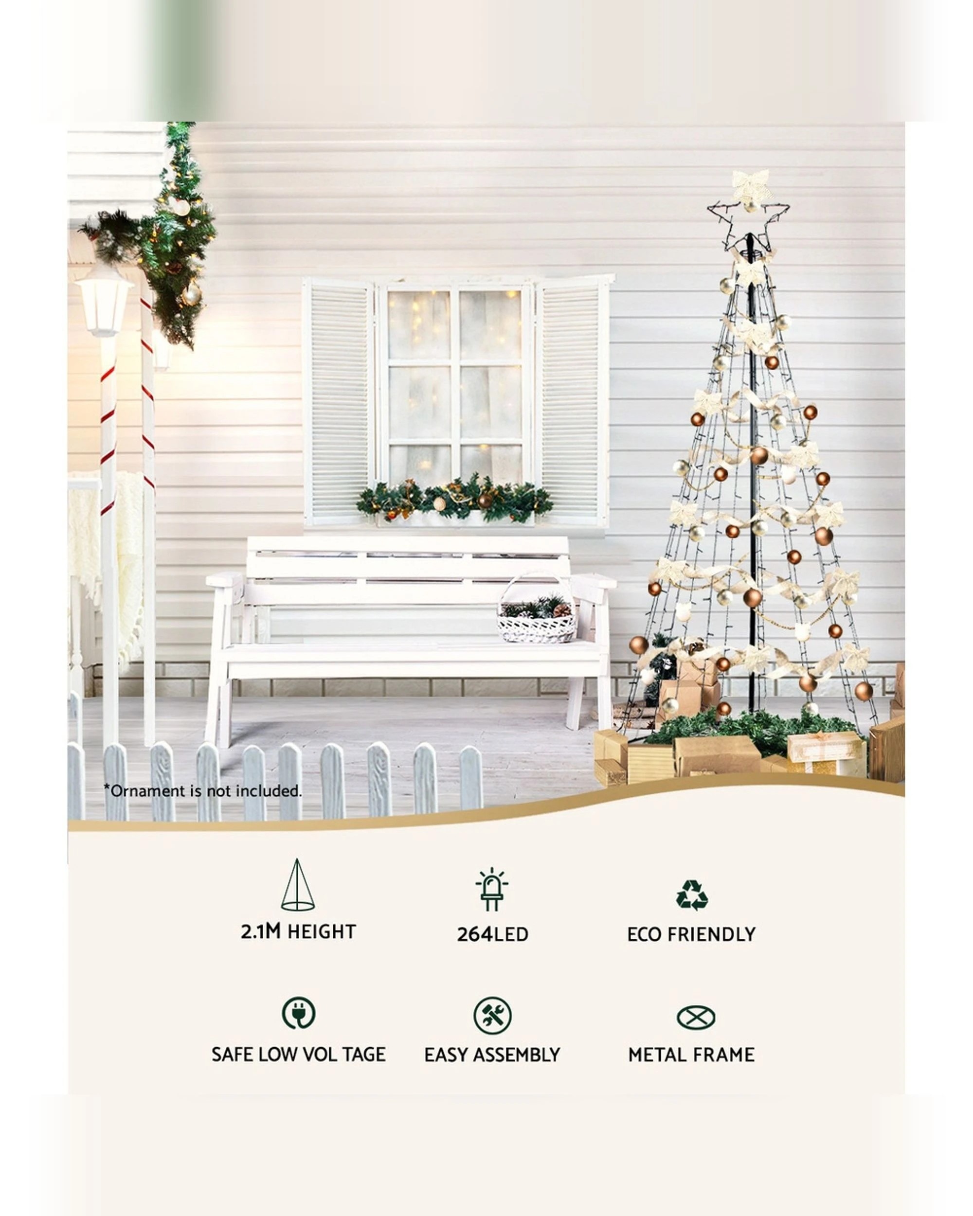 3 Jingle Jollys Solar Christmas Tree 2.1m 264 Led Xmas Tree Decor
 - Green, 3 of 3