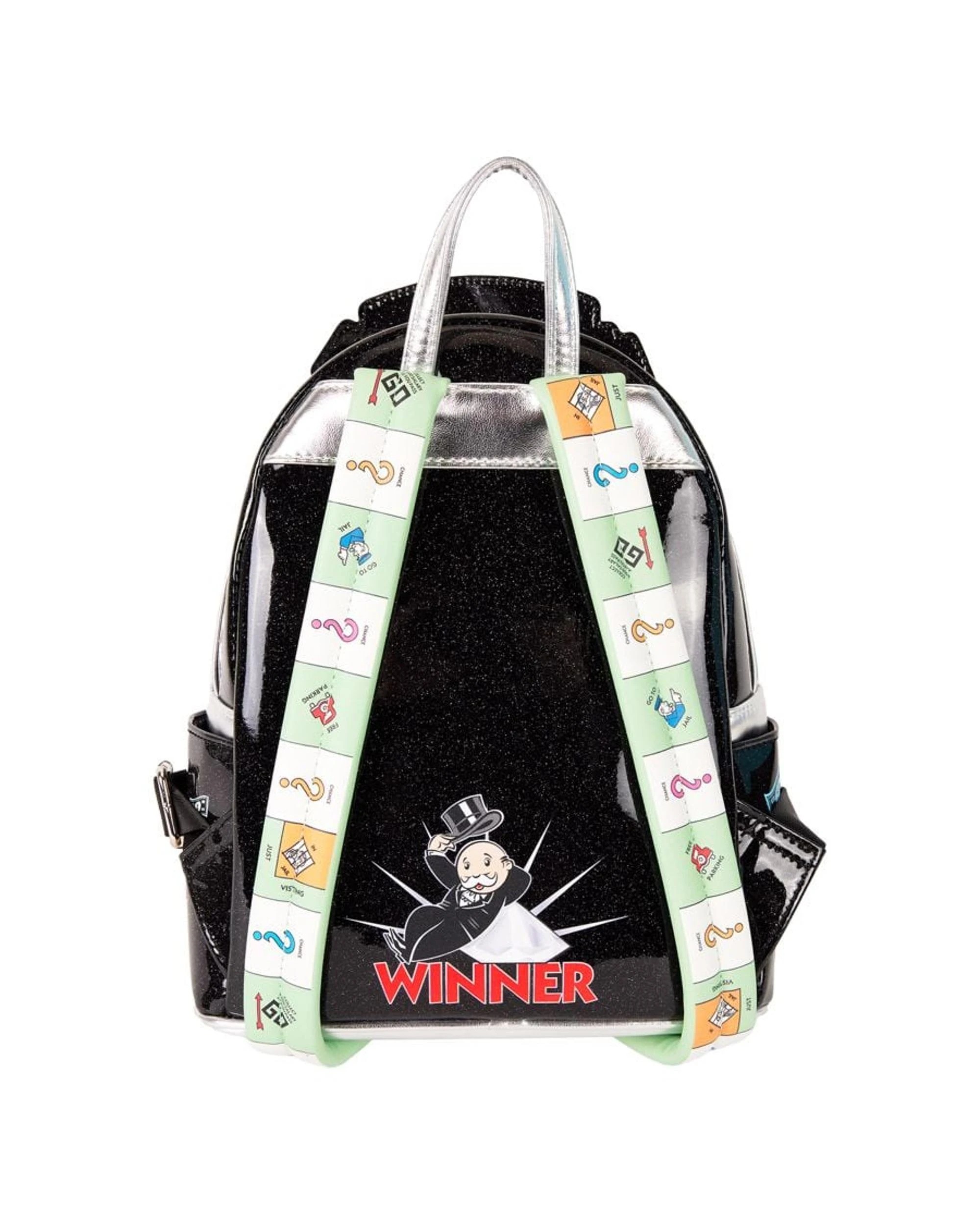 4 Monopoly 90th Anniversary Pennybags Glitter Cosplay 10 inch Faux Leather Mini Backpack - Black, 4 of 6