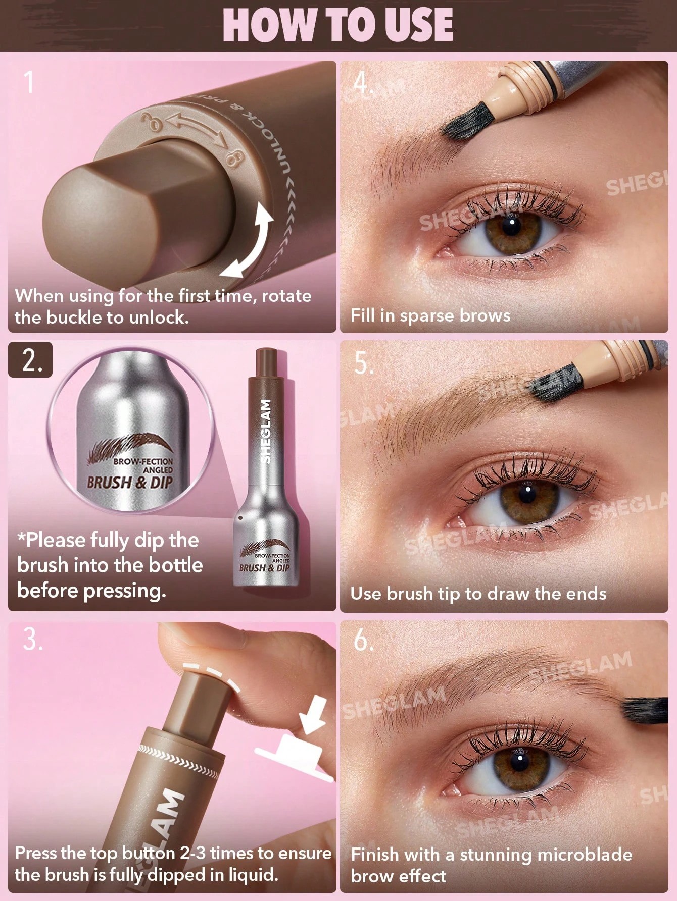 3 SHEGLAM Brow-Fection Angled Brush & Dip - Taupe, 3 of 6