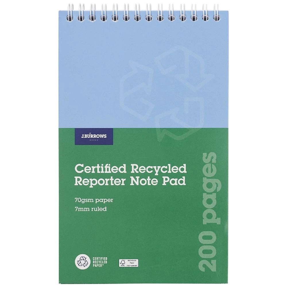 1 J.Burrows Reporter Top Spiral Bound Notebook 200 Page, 1 of 3