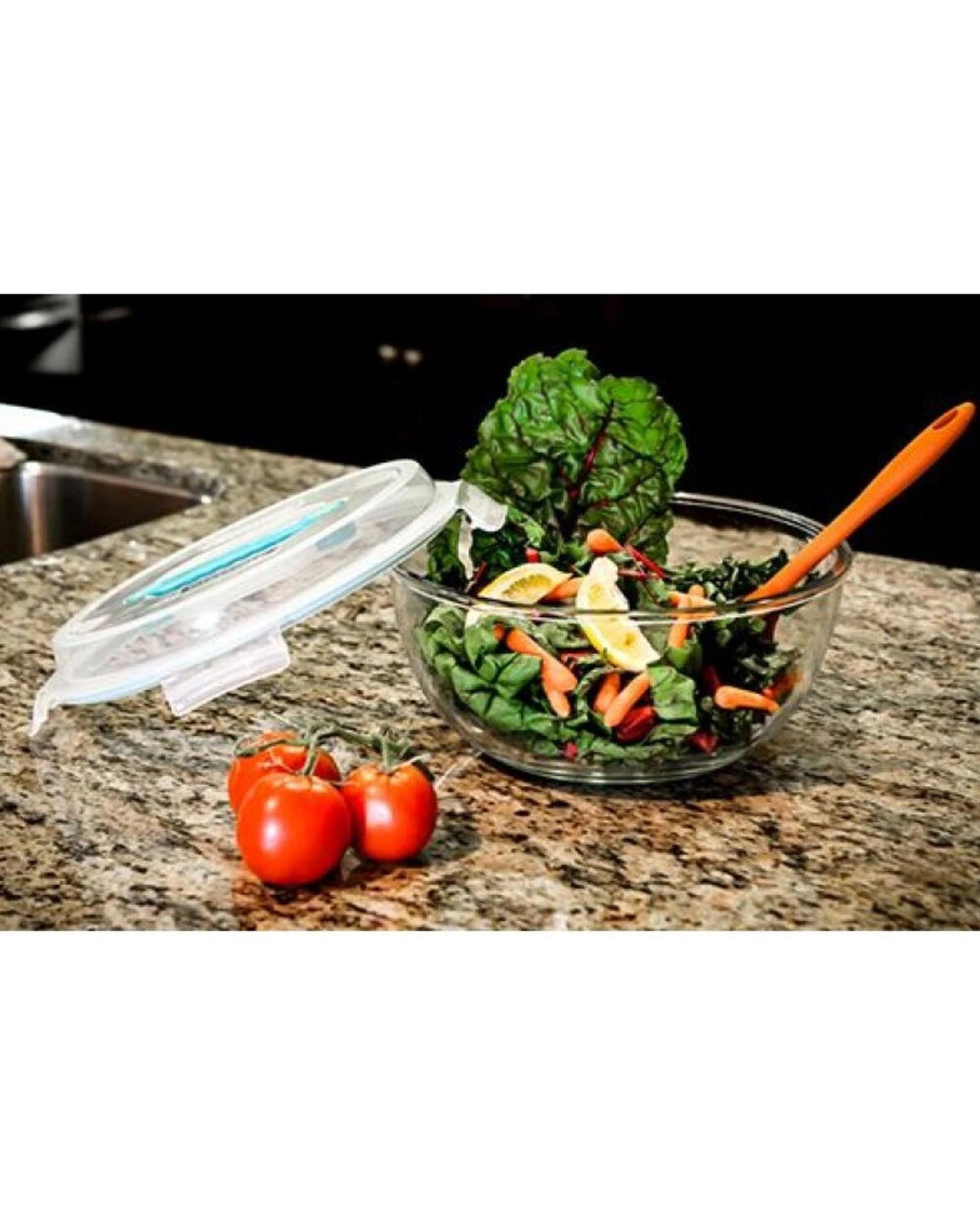 2 Glasslock Handy Tempered Glass Mixing Bowl with Lid 4000ml, 2 of 3