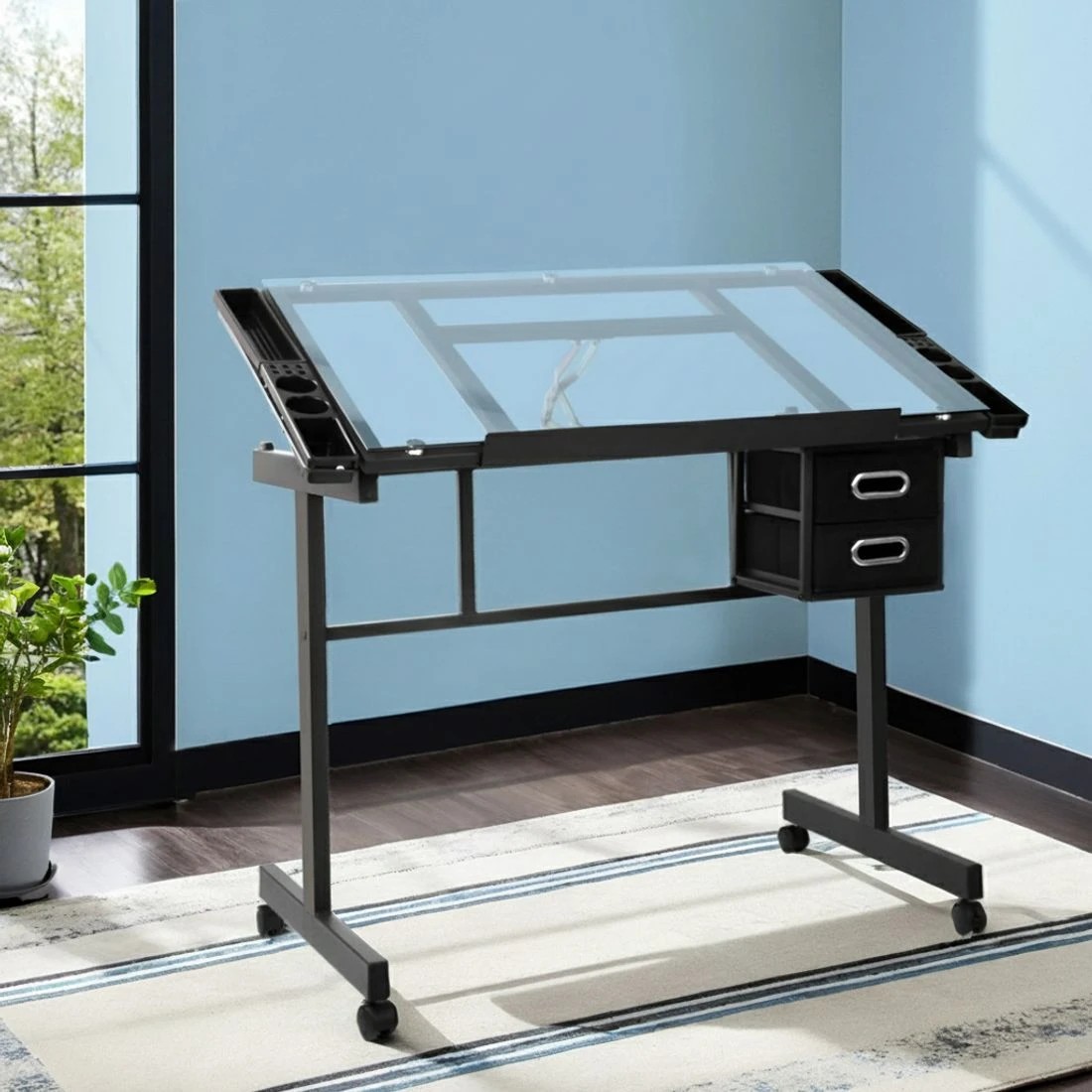 4 Artiss Drawing Desk Drafting Table - Black, 4 of 6