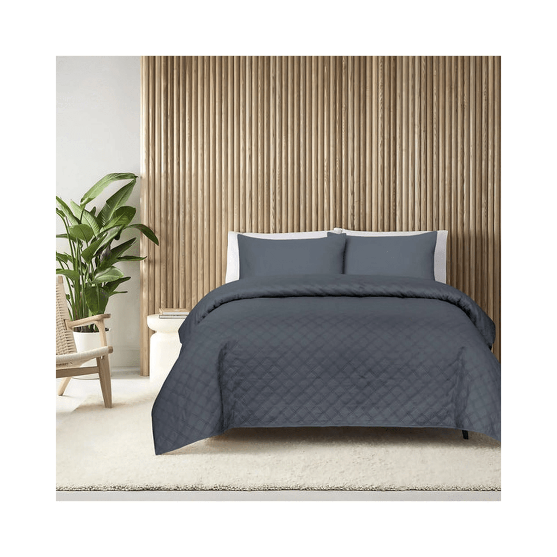 2 Amsons Microfiber Bedspread Super King Grey - Grey, 2 of 2