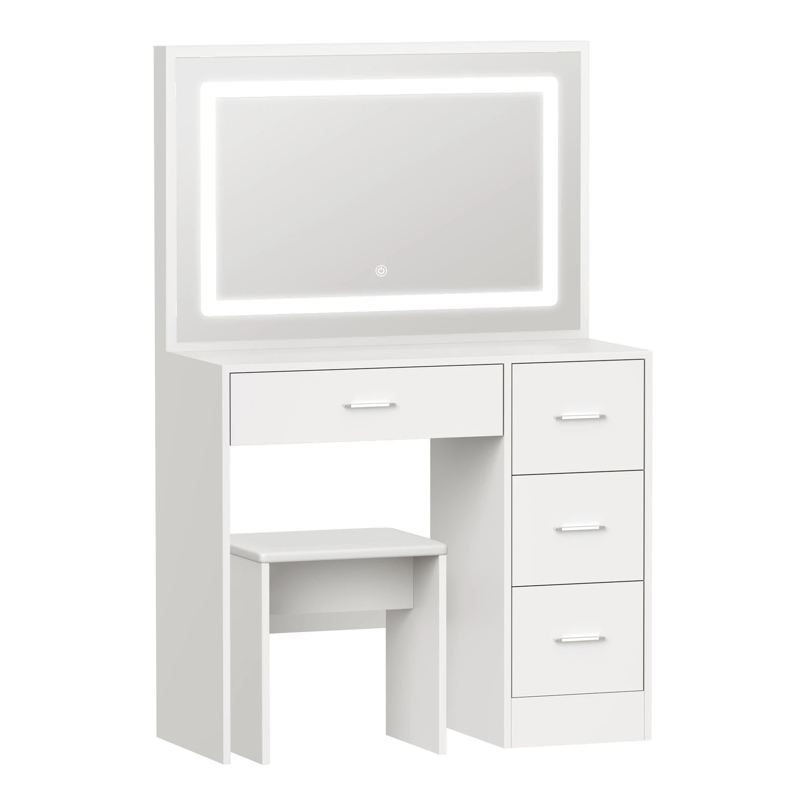 7 Oikiture Dressing Table Stool Set Large Makeup Mirror Led Light Vanity
 - White, 7 of 9