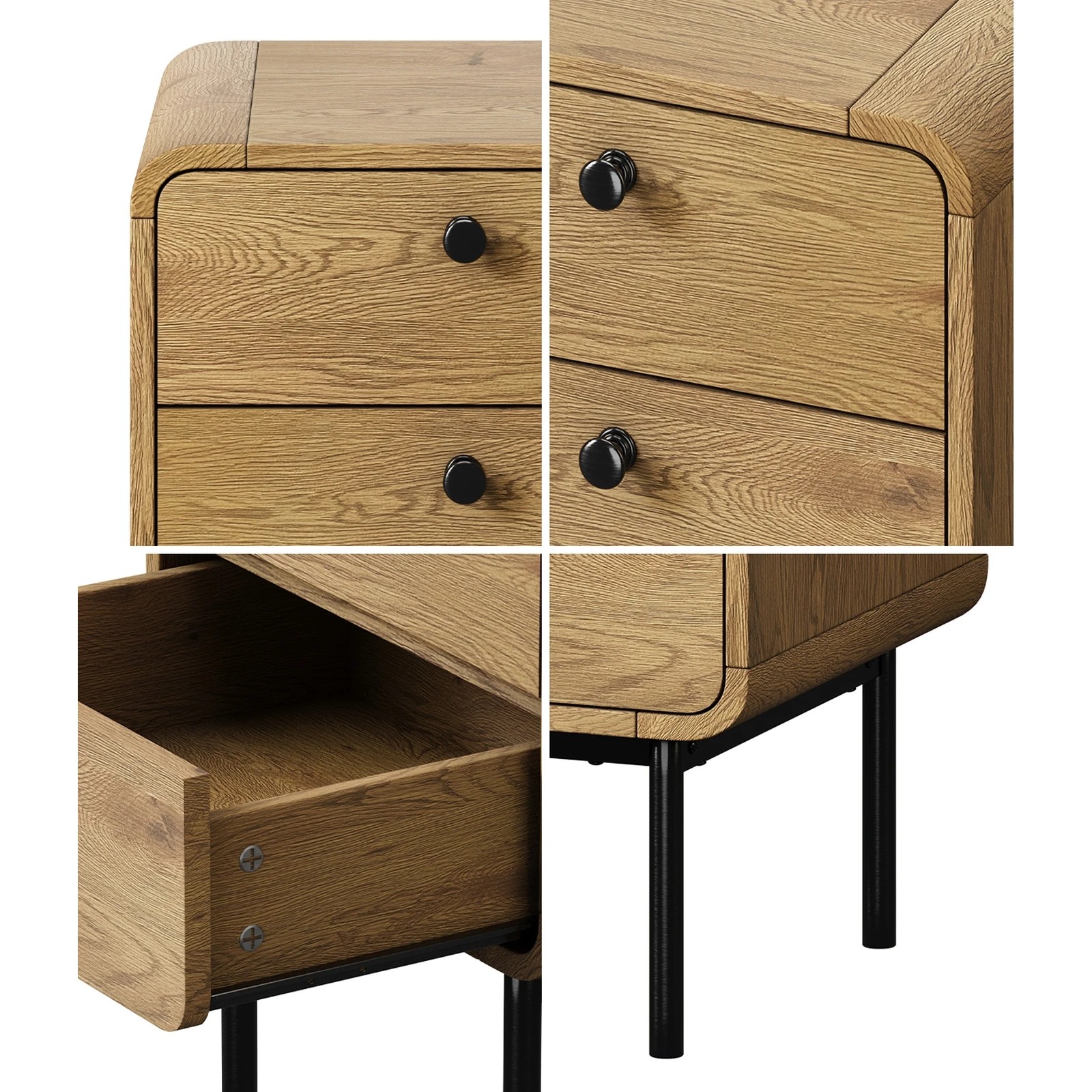 5 Oikiture Bedside Table 2 Drawers Side Table Bedroom Nightstand Metal - Natural, 5 of 9